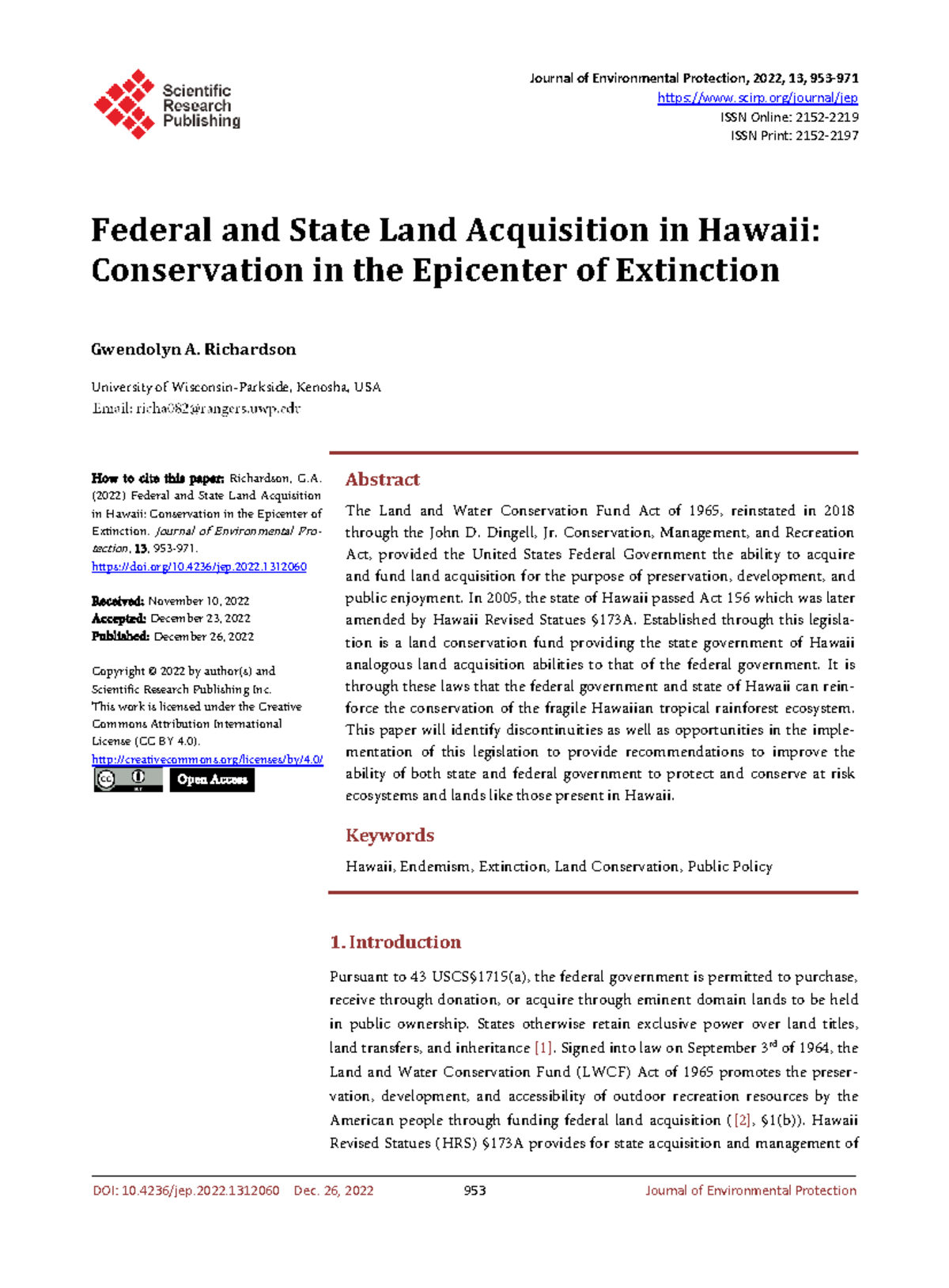 Federal and State Land Acquisition Policies: Protecting Hawaii's ...
