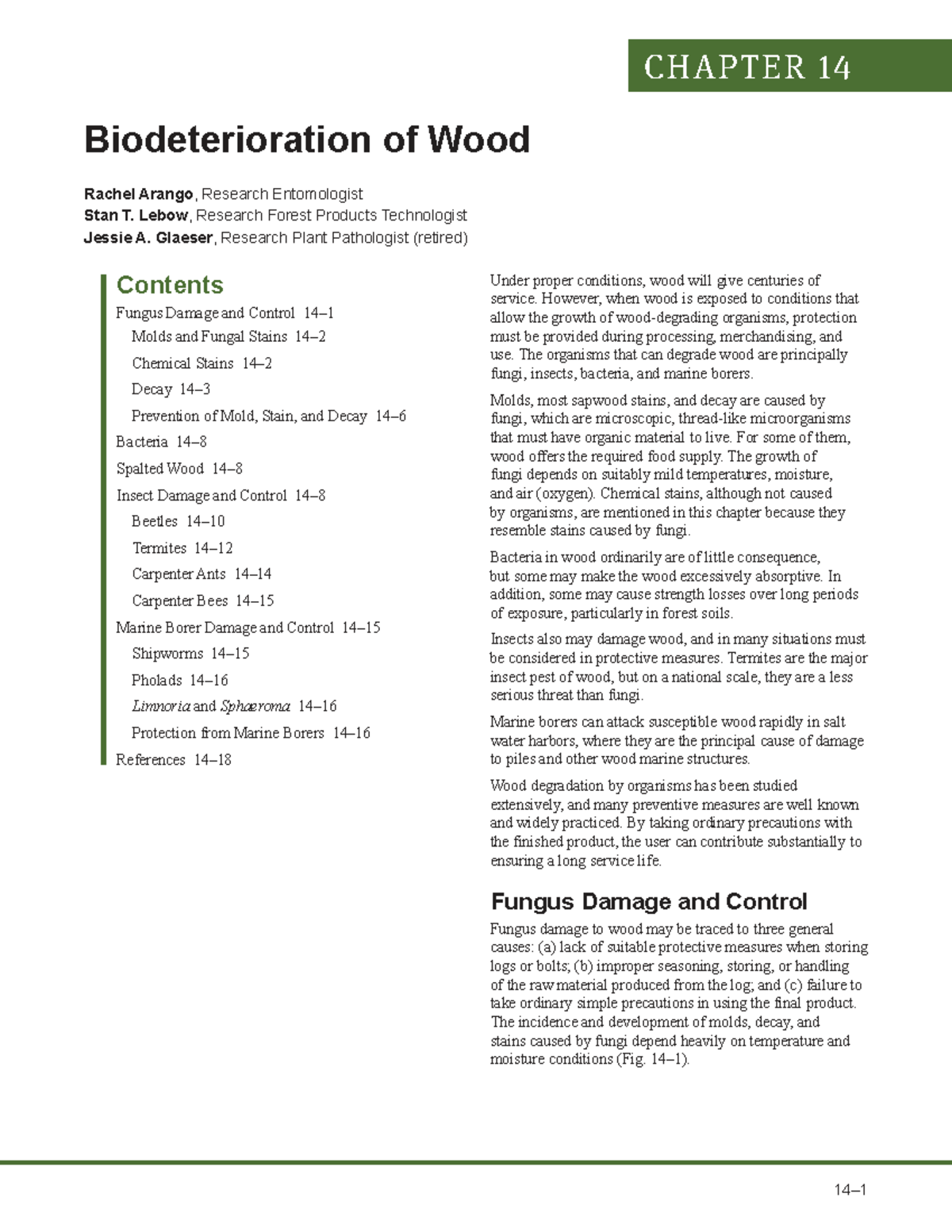CHAPTER 14: Biodeterioration of Wood - Fungi, Insects, and Decay ...