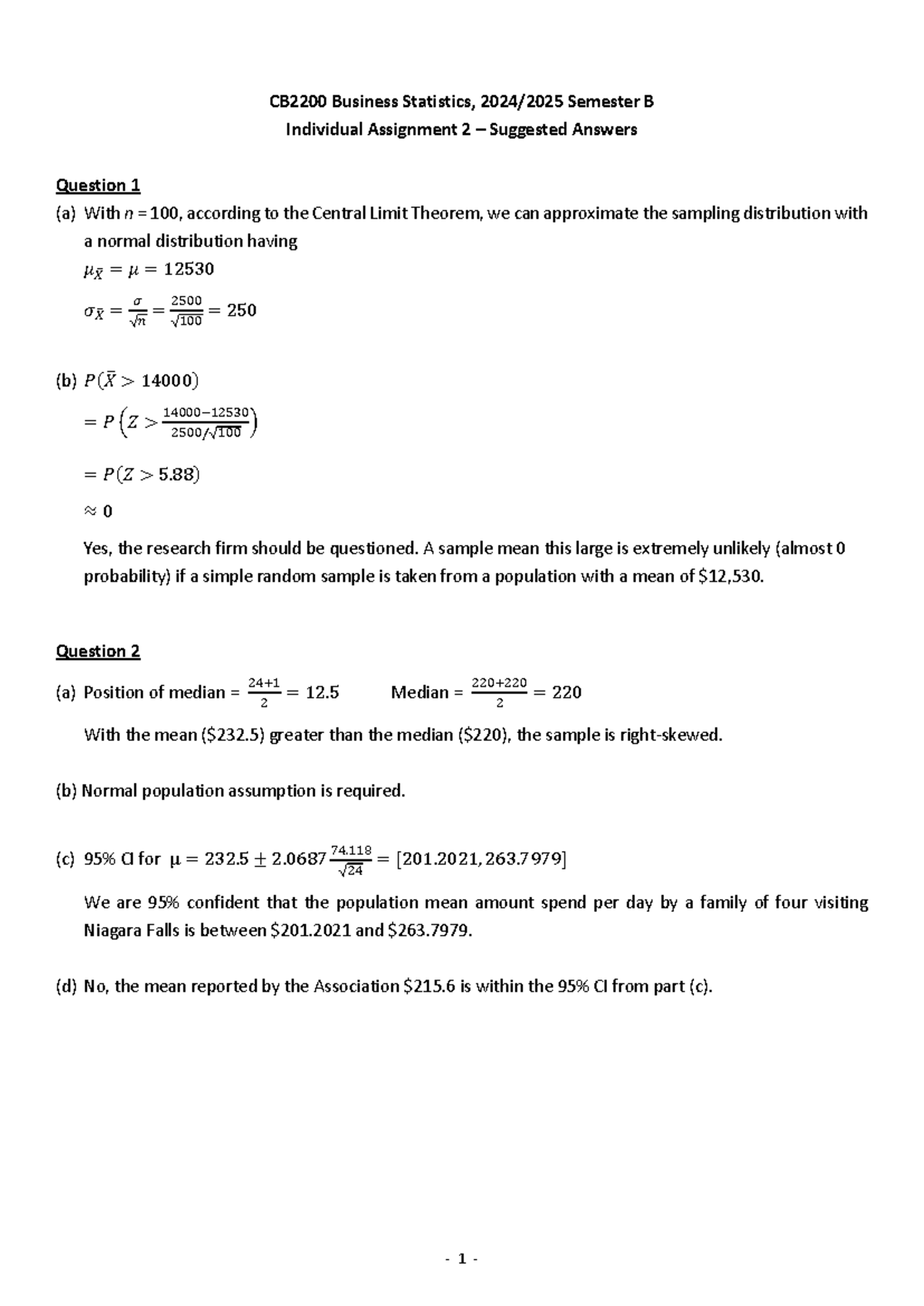CB2200 Assignment 2 Detailed Suggested Answers for 2024/2025 - Studocu