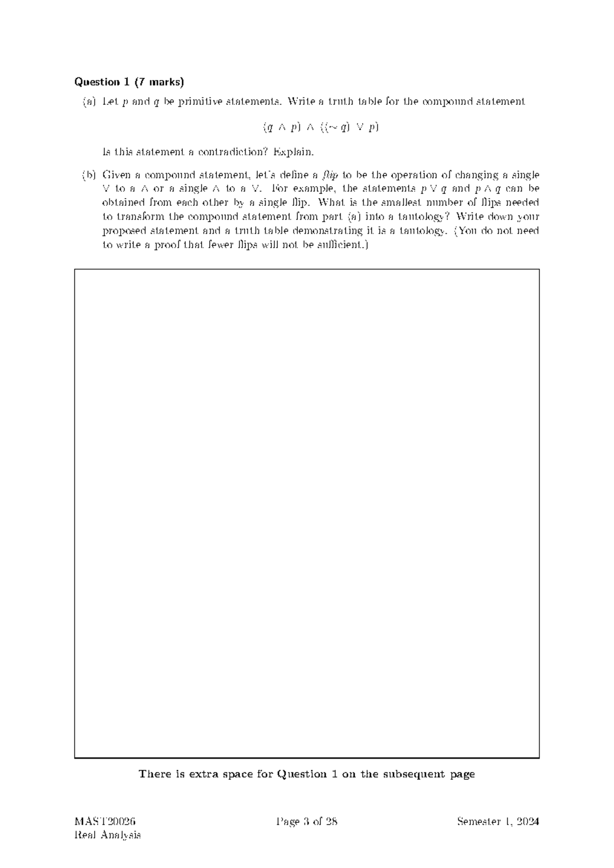 MAST20026 Real Analysis Semester 1, 2024 Exam Questions and Solutions ...