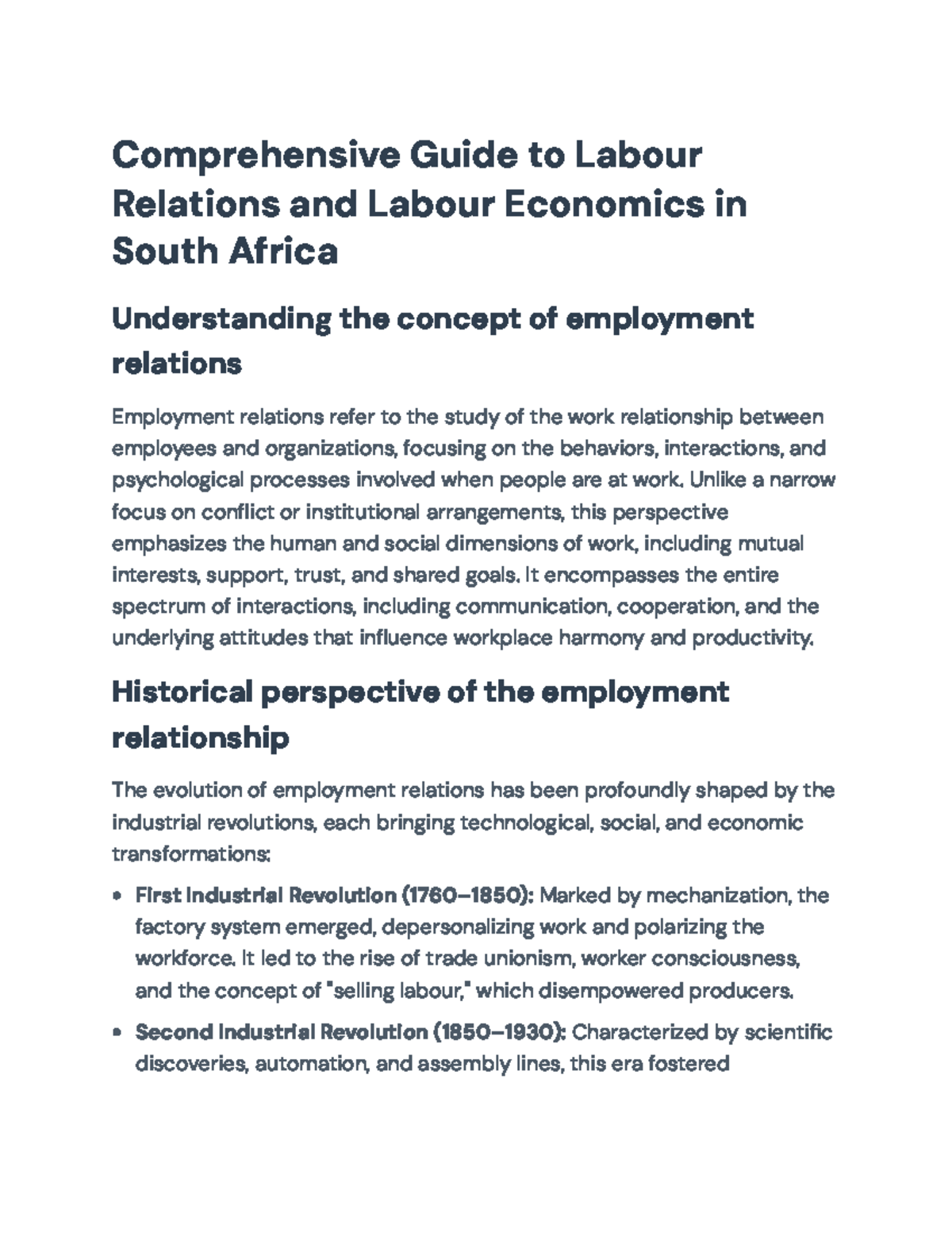 Comprehensive Guide to Labour Relations & Economics in SA: Key Insights ...
