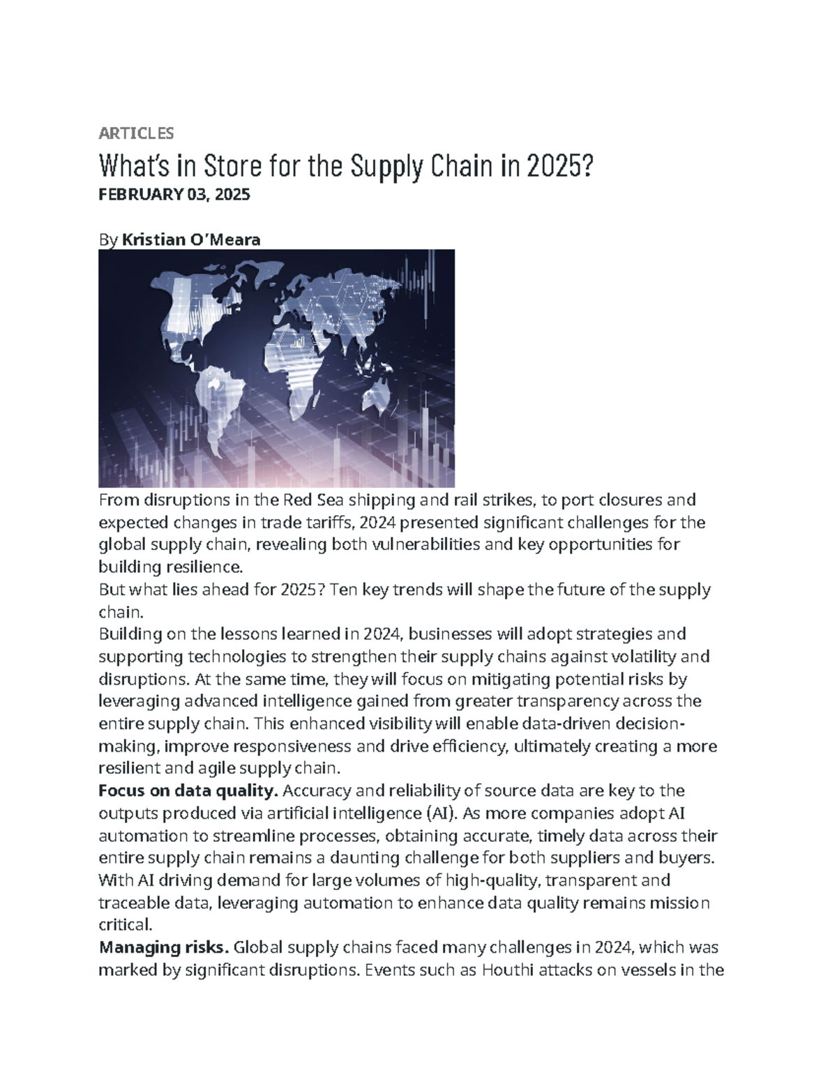 What's Ahead for the Global Supply Chain in 2025: Trends & Insights ...