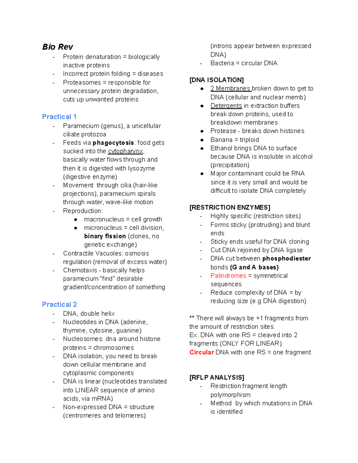 Bio Rev - Practical Review for Biology Course (Bio Prac) - Studocu