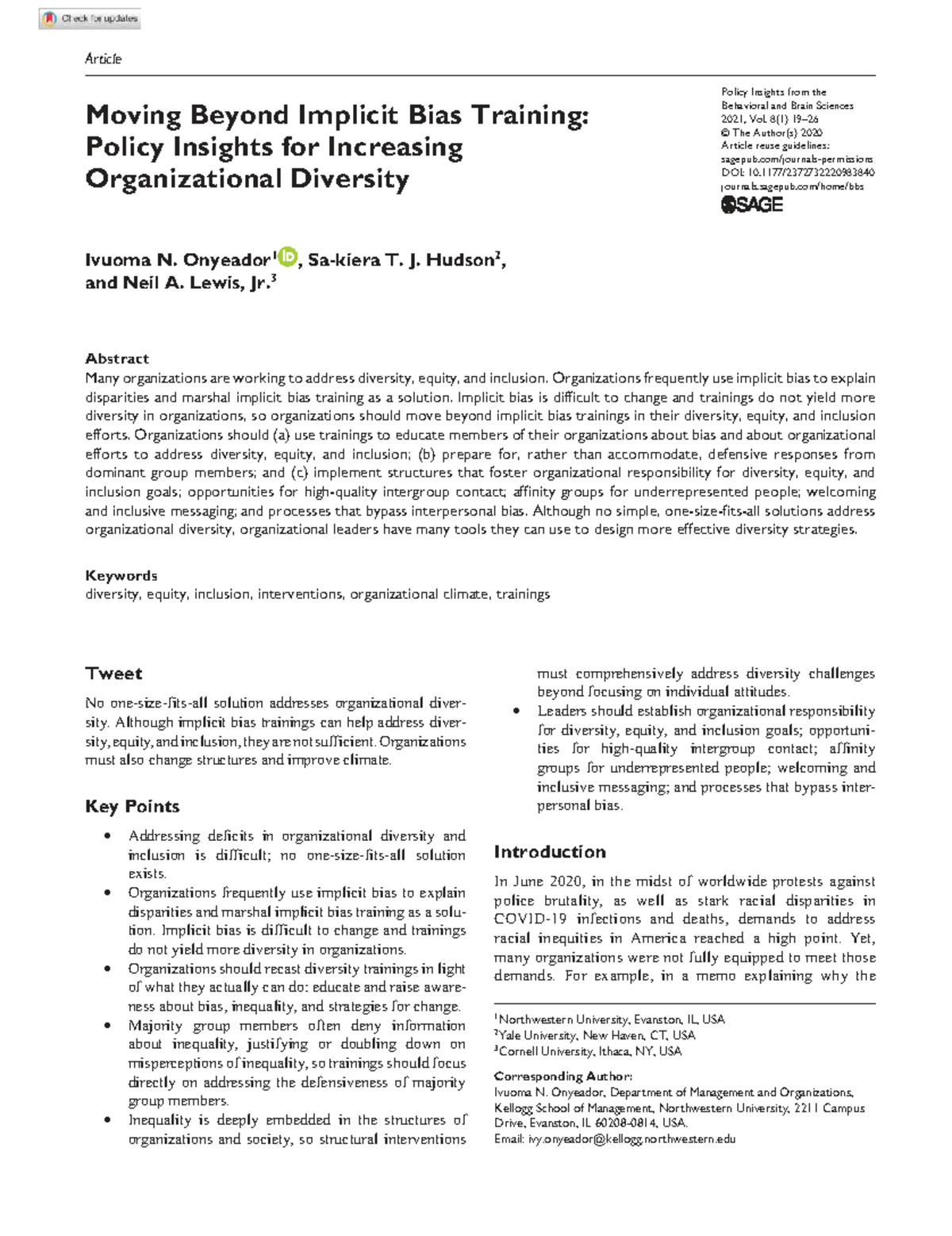 983840 Moving Beyond Implicit Bias Training: Strategies for Diversity ...