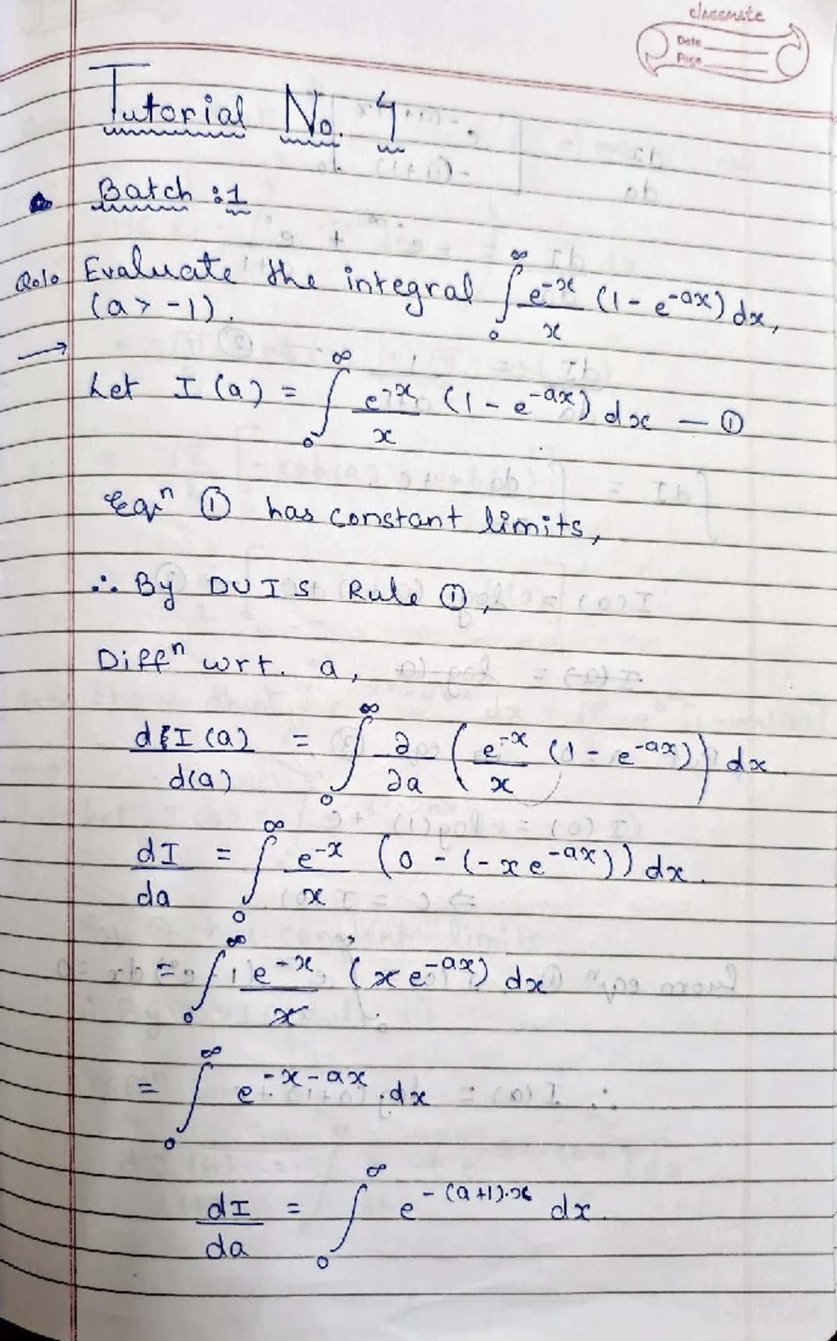 Mathematics Tutorial Solutions: Integral Calculus (Batch 1) - Studocu