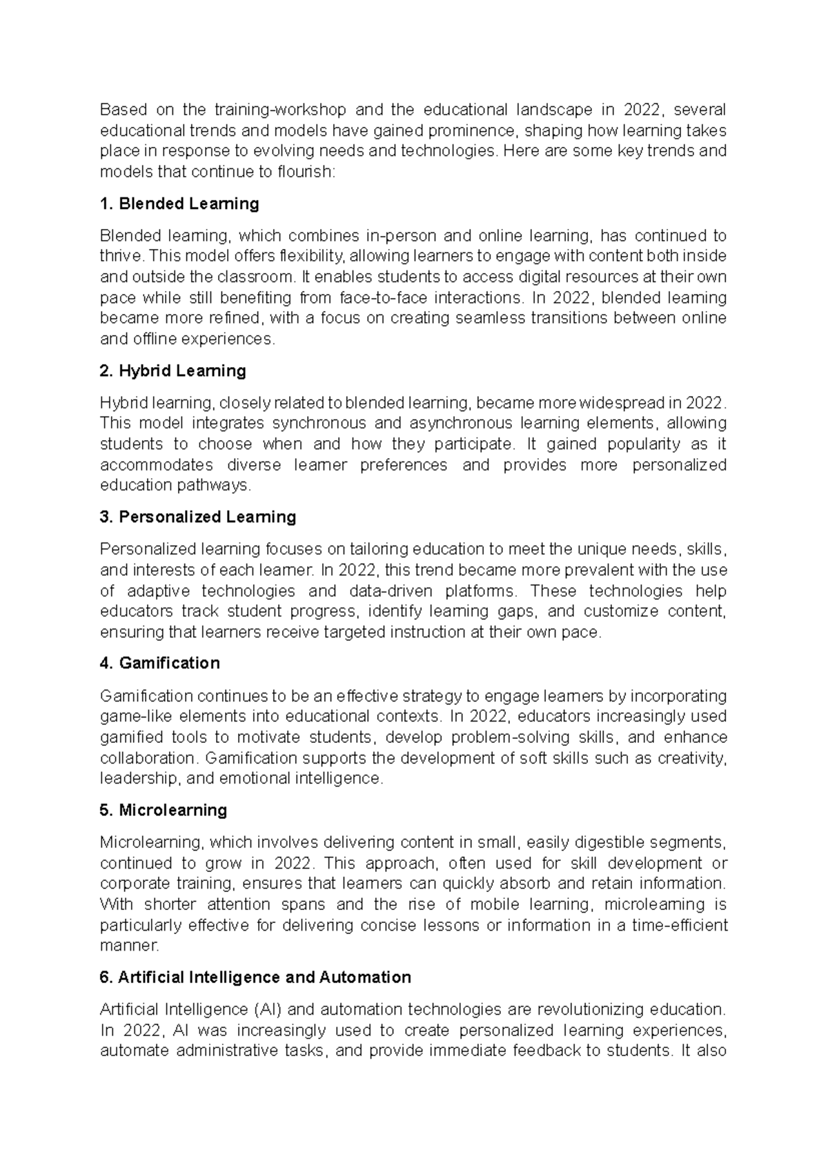 Assessment 3 - bsed - Based on the training-workshop and the ...