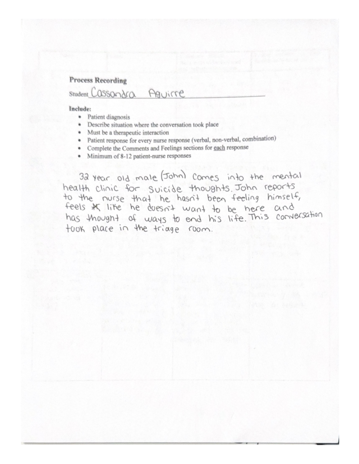 Process Recording - Comprehensive Analysis and Reflection - Studocu