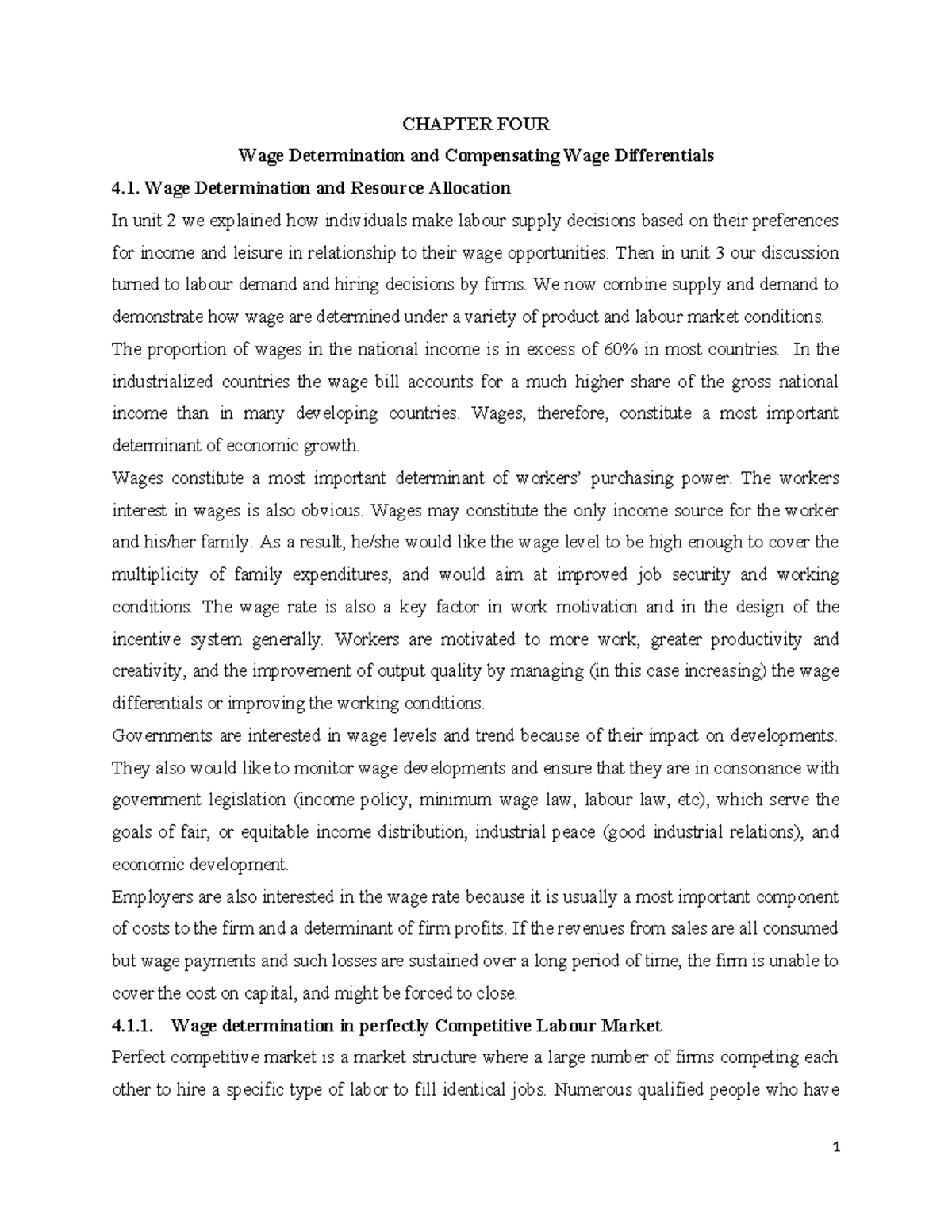 Chapter 4: Wage Determination & Compensating Differentials - Lecture ...