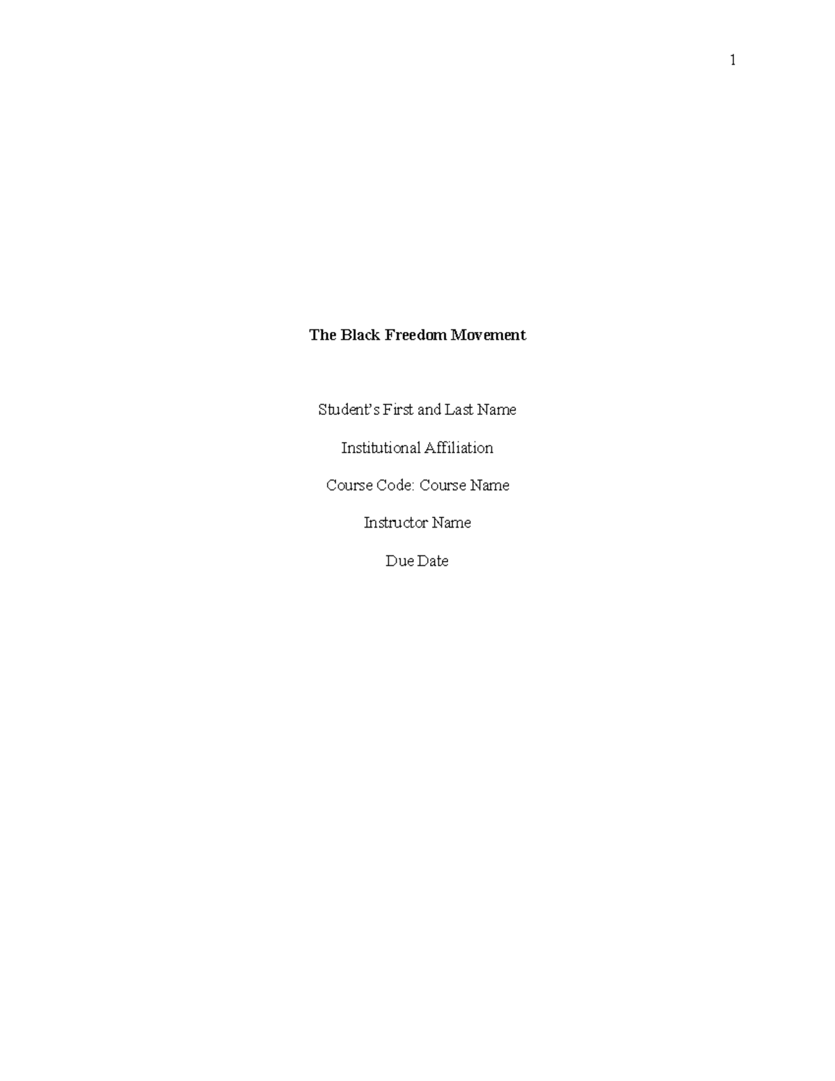 #432395047 - Essay on the Black Freedom Movement: A Structured Analysis ...