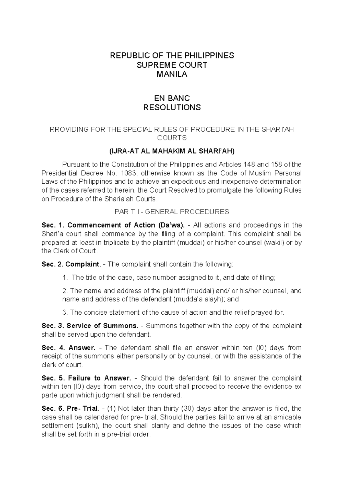 610130265 Special Rules of Procedure in Shariah Courts - Studocu