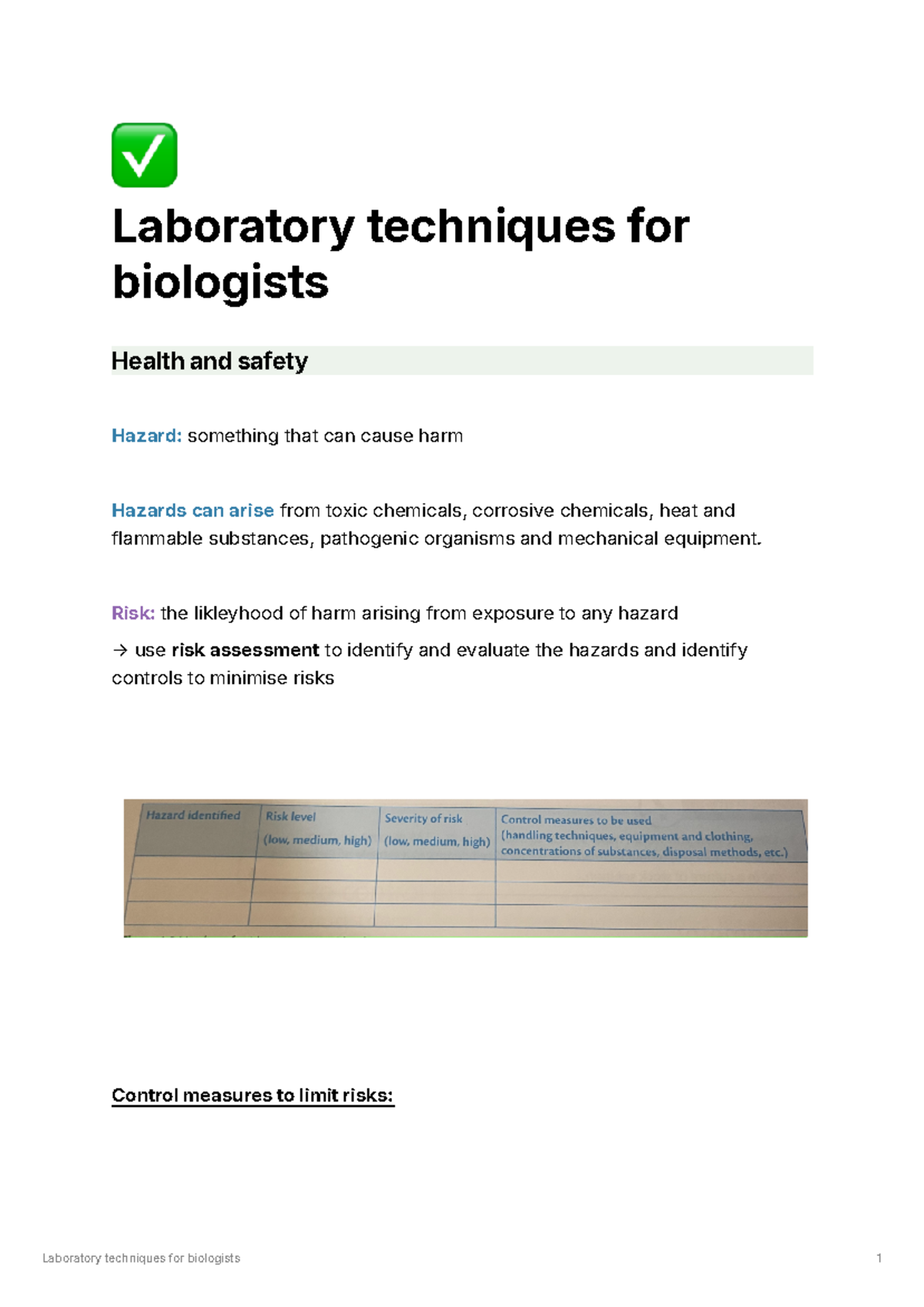 1.1 Laboratory Techniques for Biologists - Laboratory techniques for ...