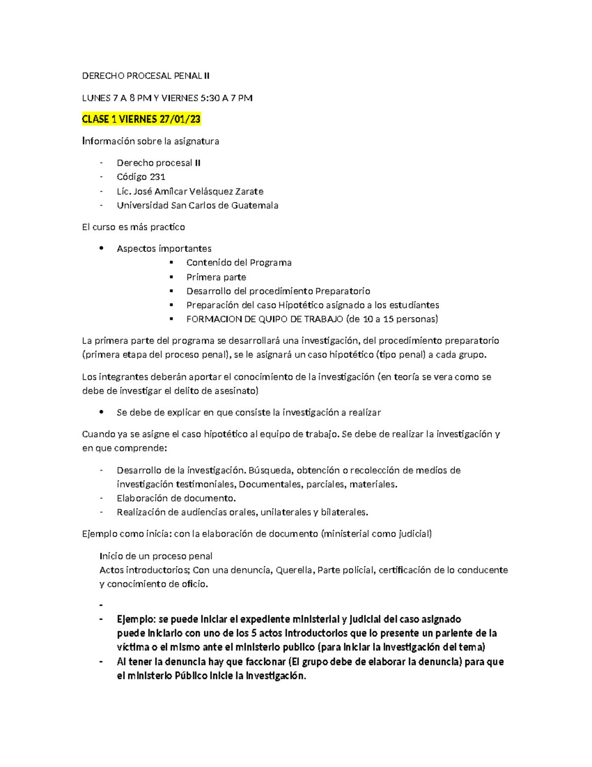 DERECHO PROCESAL PENAL II - CLASE 1: Procedimiento Preparatorio y ...