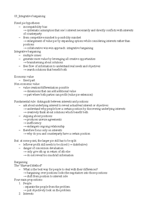 Negotiation - General notes during lecture - Negotiation – preparation ...