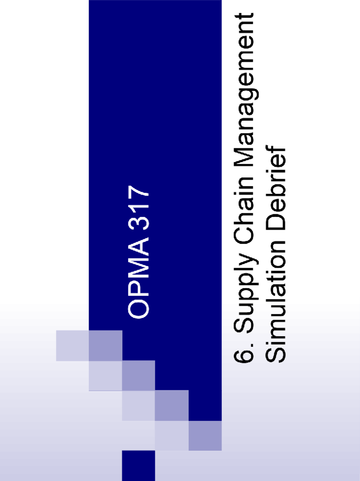 OPMA 317 L02-L05 Winter 2026 SCM Simulation Debrief Notes - Studocu