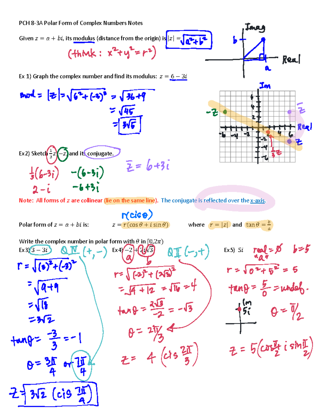 PCH 8-3A Complex Numbers: Polar Form and Operations Notes - PCH 8-3A ...