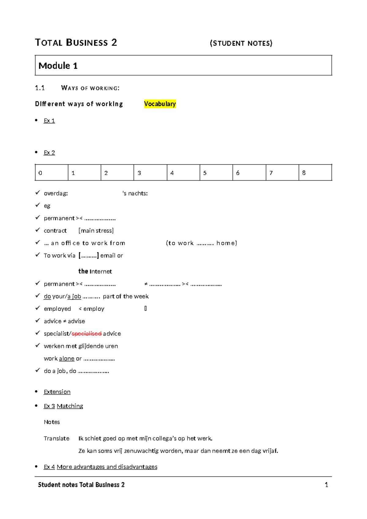 Total Business 2 (STUDENT NOTES) Module 1: Ways of Working and ...