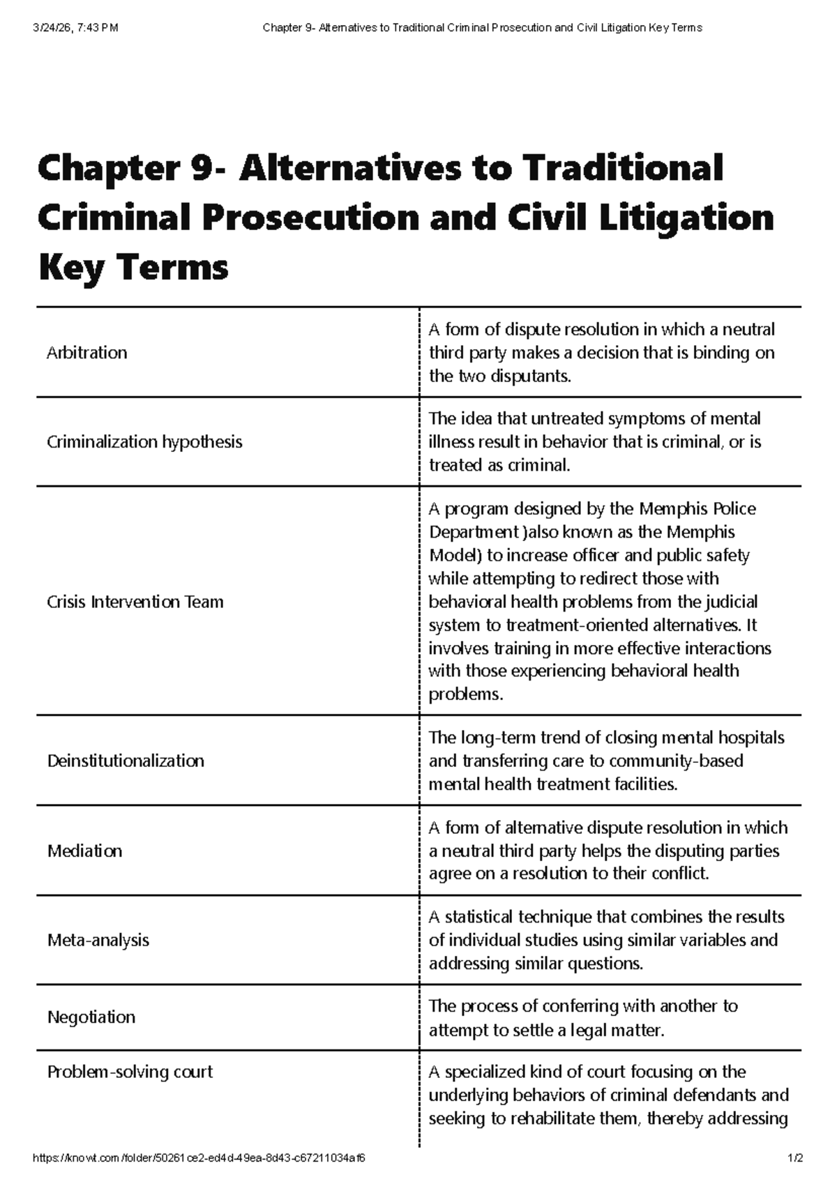 Chapter 9: Alternatives to Traditional Criminal Prosecution & Civil ...