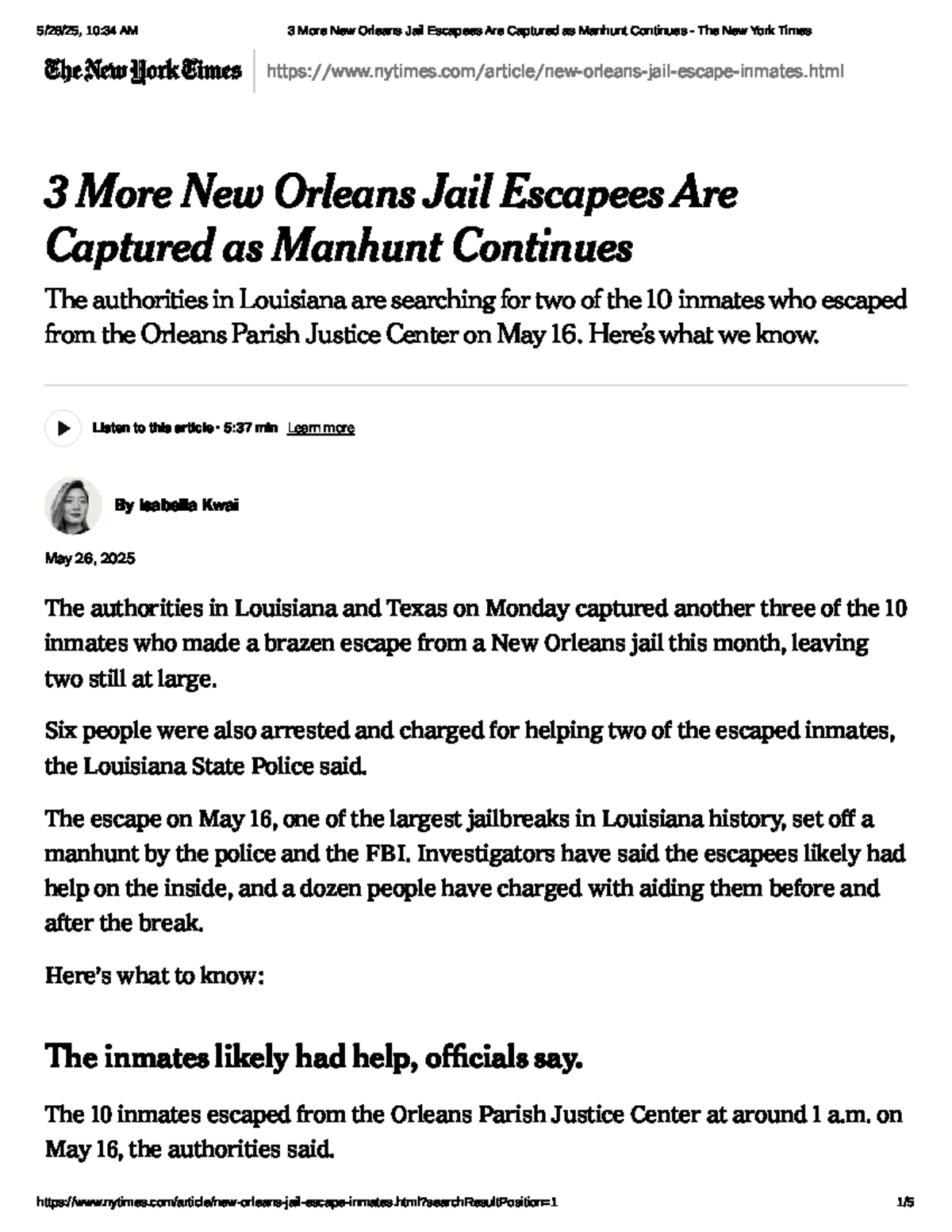 3 More New Orleans Jail Escapees Captured Amid Ongoing Manhunt - Studocu