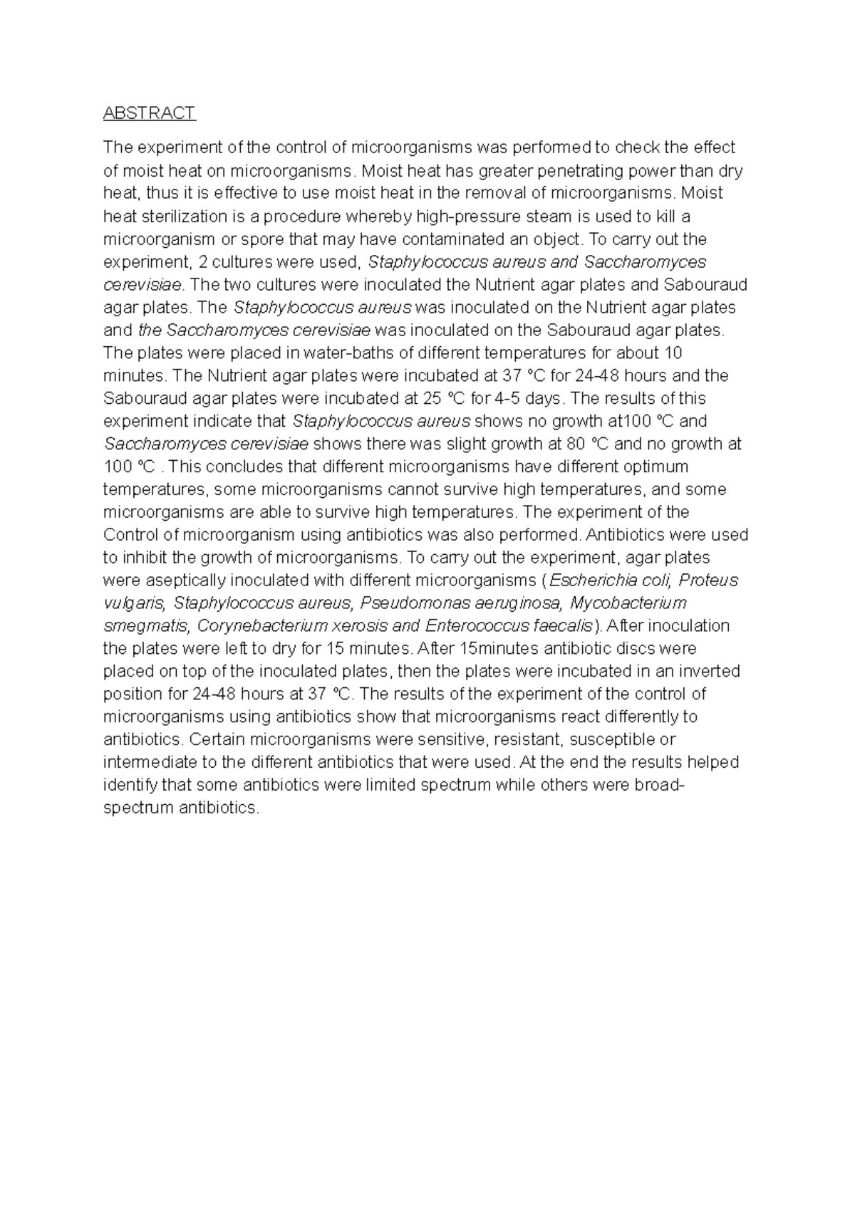 Experiment 5 abstract - ABSTRACT The experiment of the control of ...