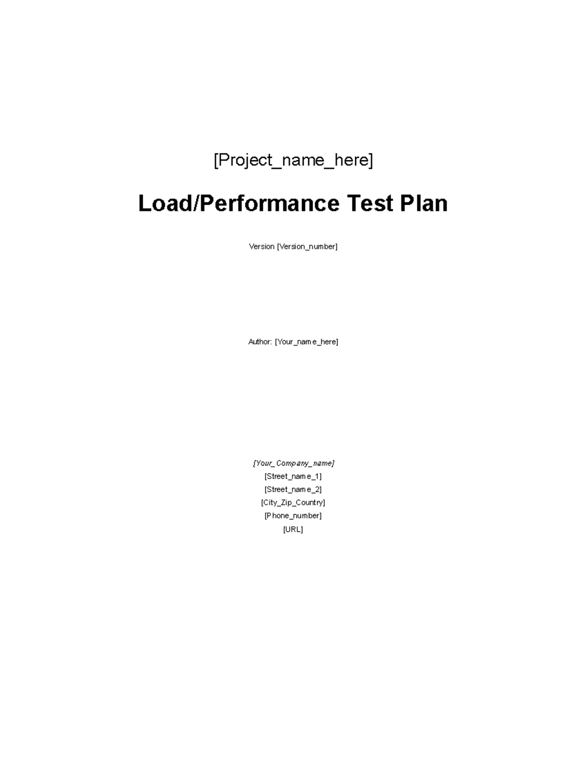 Load Performance Test Plan Template - [Project_name_here] Load ...