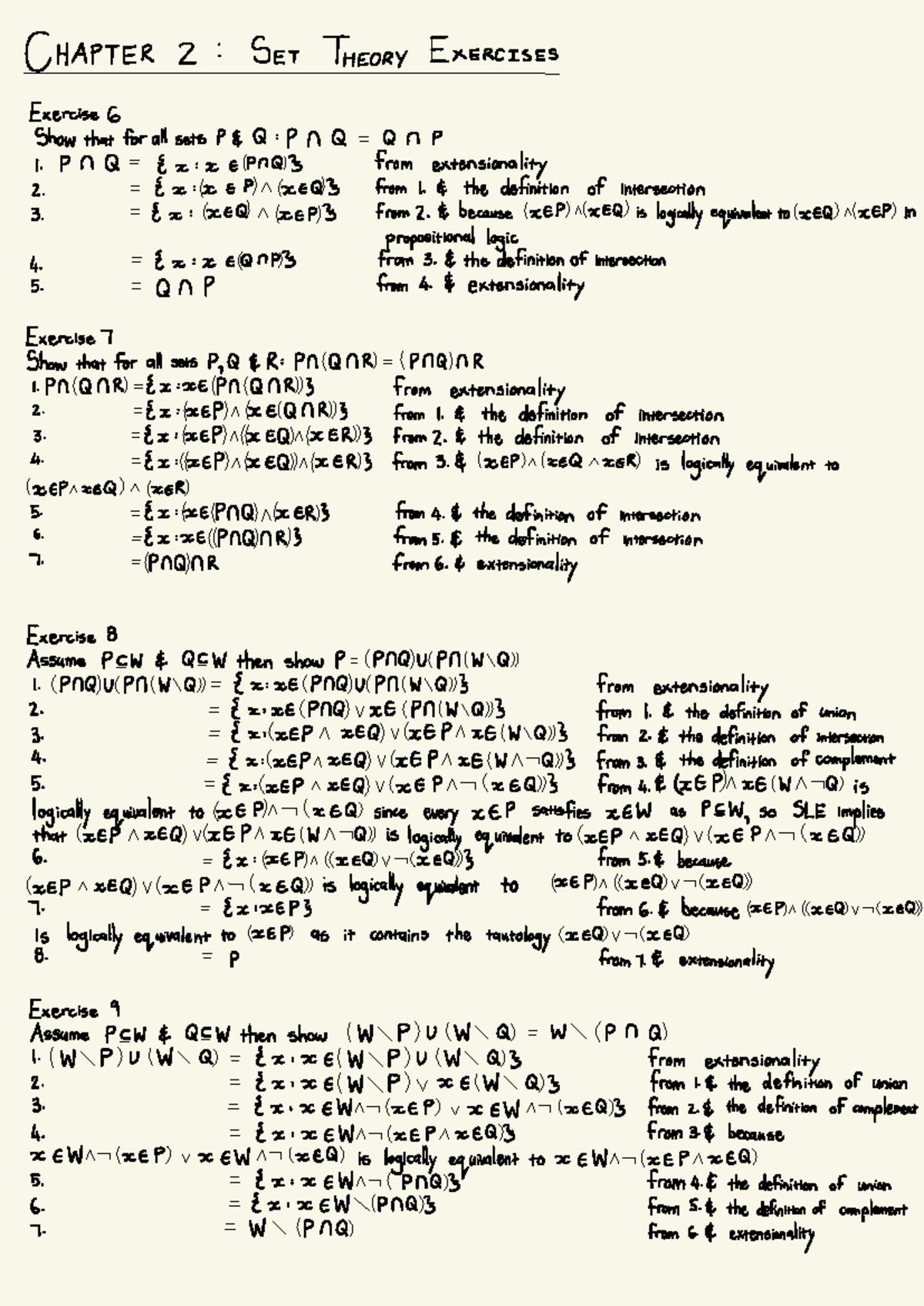 CHAPTER 2 PROBLEM SET 2 ANSWERS: Exercises 6 to 10 Solutions - Studocu