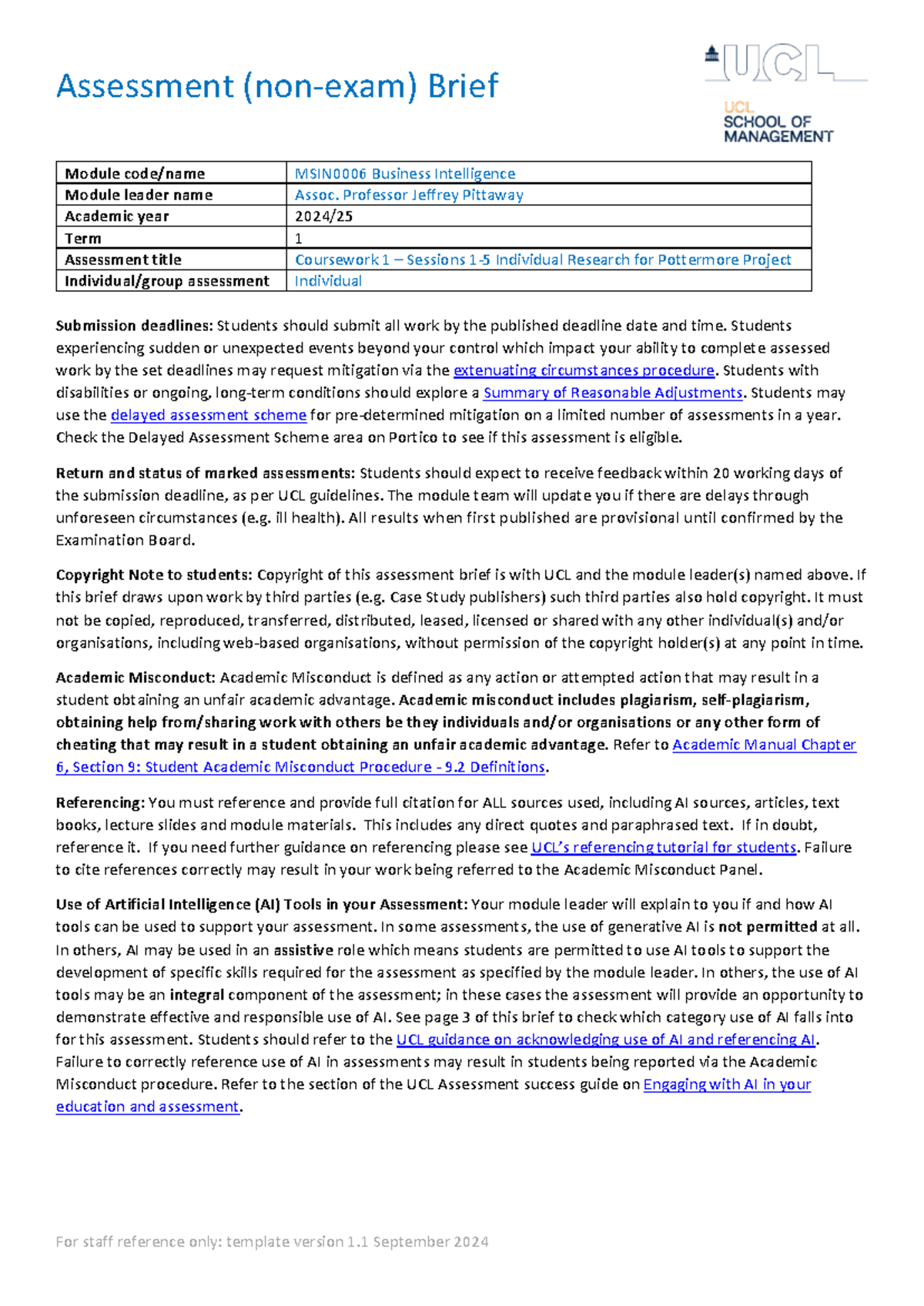 MSIN0006 Coursework 1: Assessment Brief for Pottermore Project - Studocu