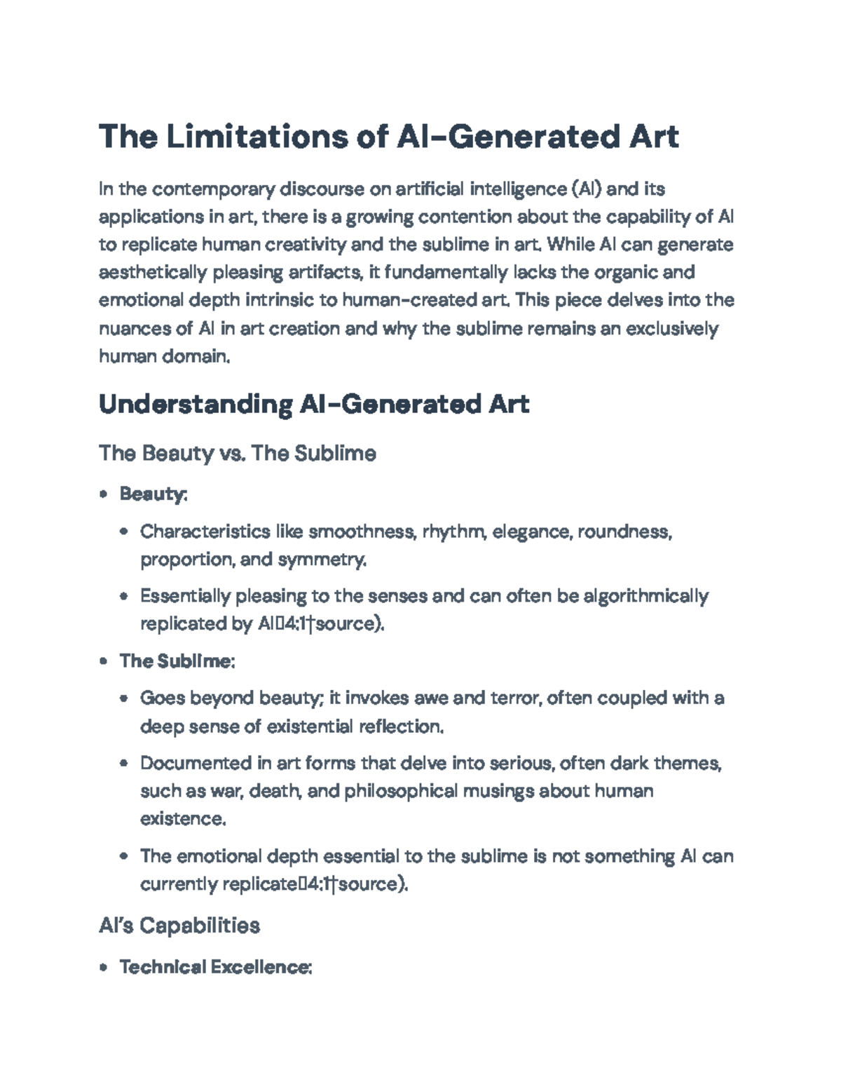The Limitations of AI in Artistic Expression: Beauty vs. The Sublime ...
