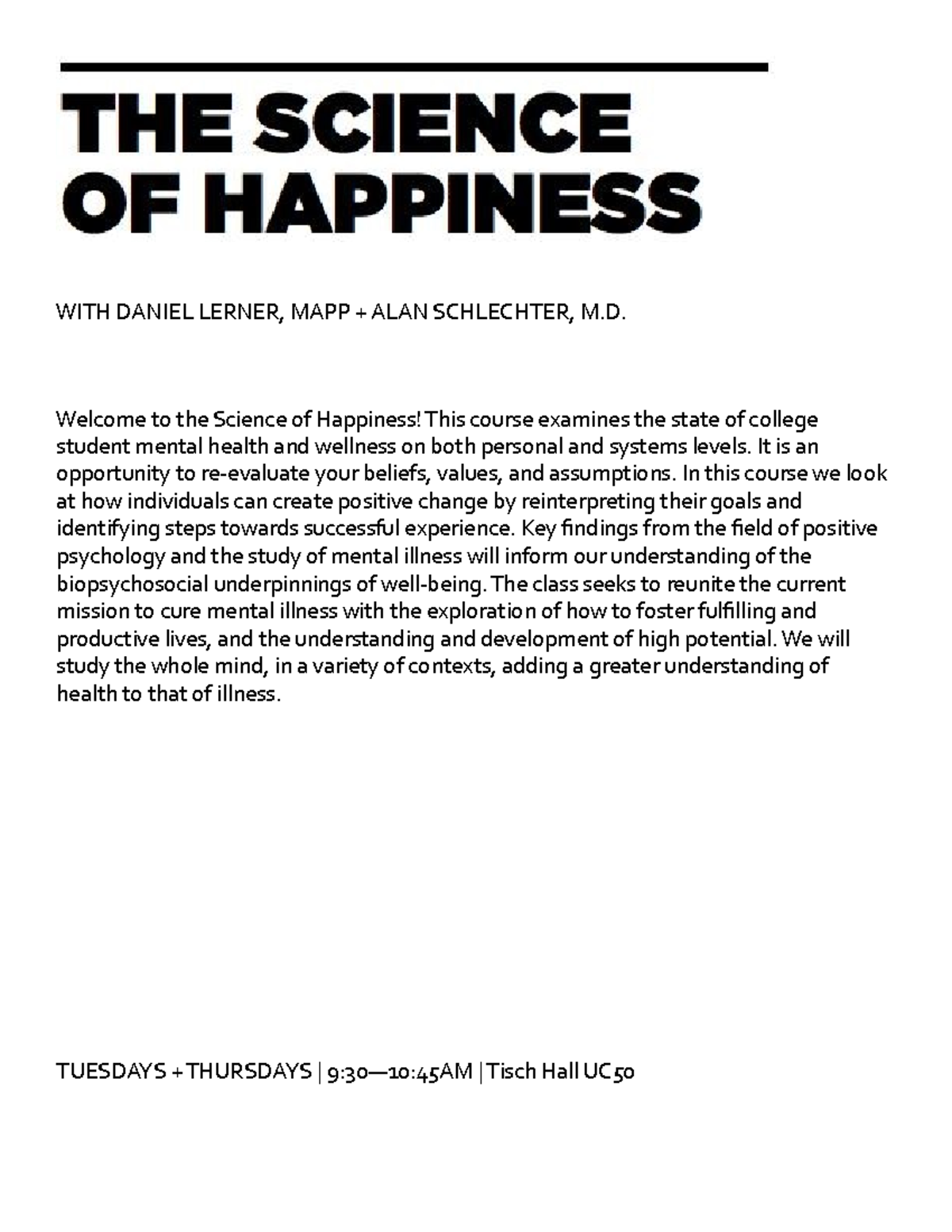 NYU SOH Spring 2022 Course Syllabus: Science of Happiness Insights - Studocu