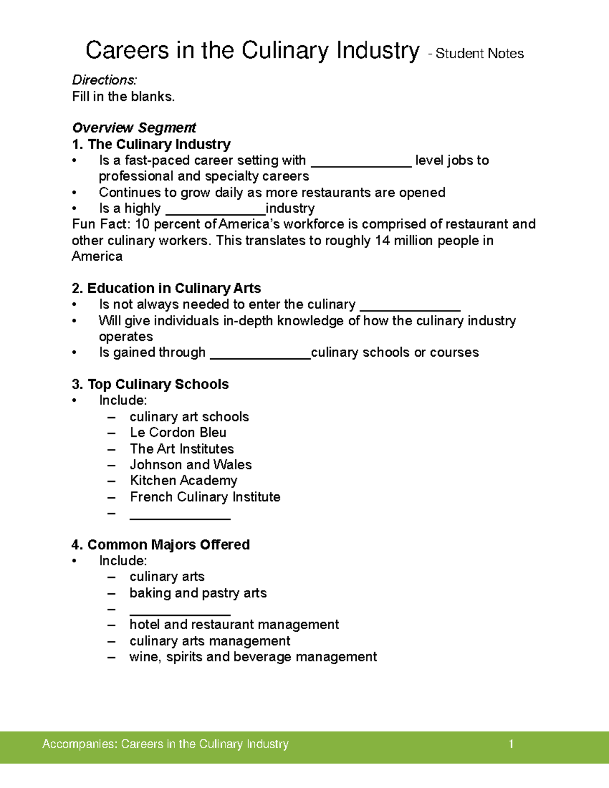 Student Notes-2 - jyvychj - Directions: Fill in the blanks. Overview ...
