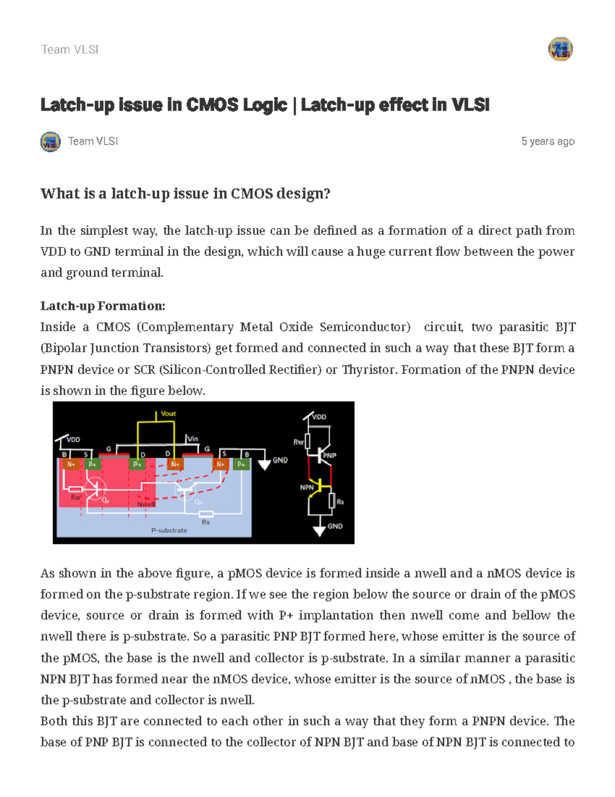 Latch-up issue in CMOS Logic Latch-up effect in VLSI - Team VLSI ...
