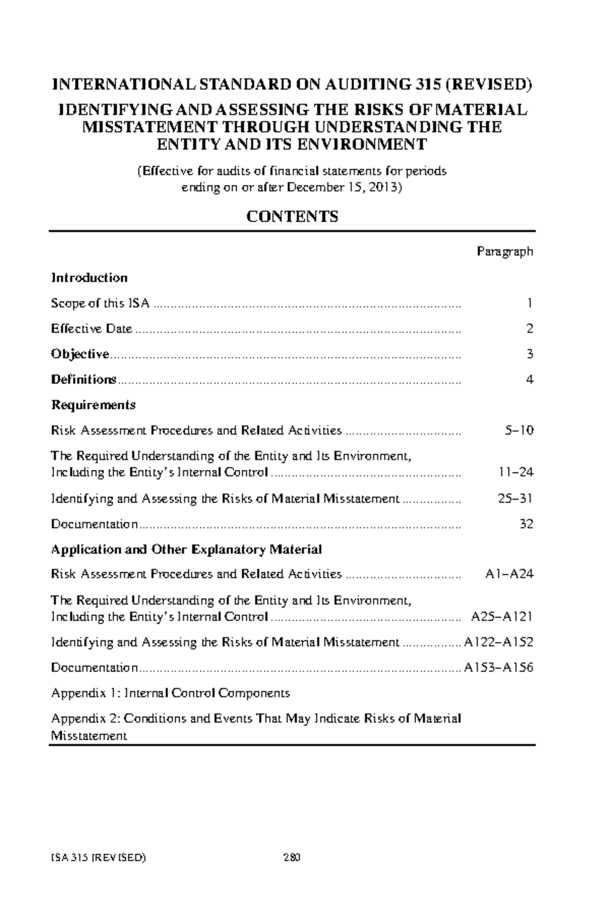 Accounting introduction - INTERNATIONAL STANDARD ON AUDITING 315 ...