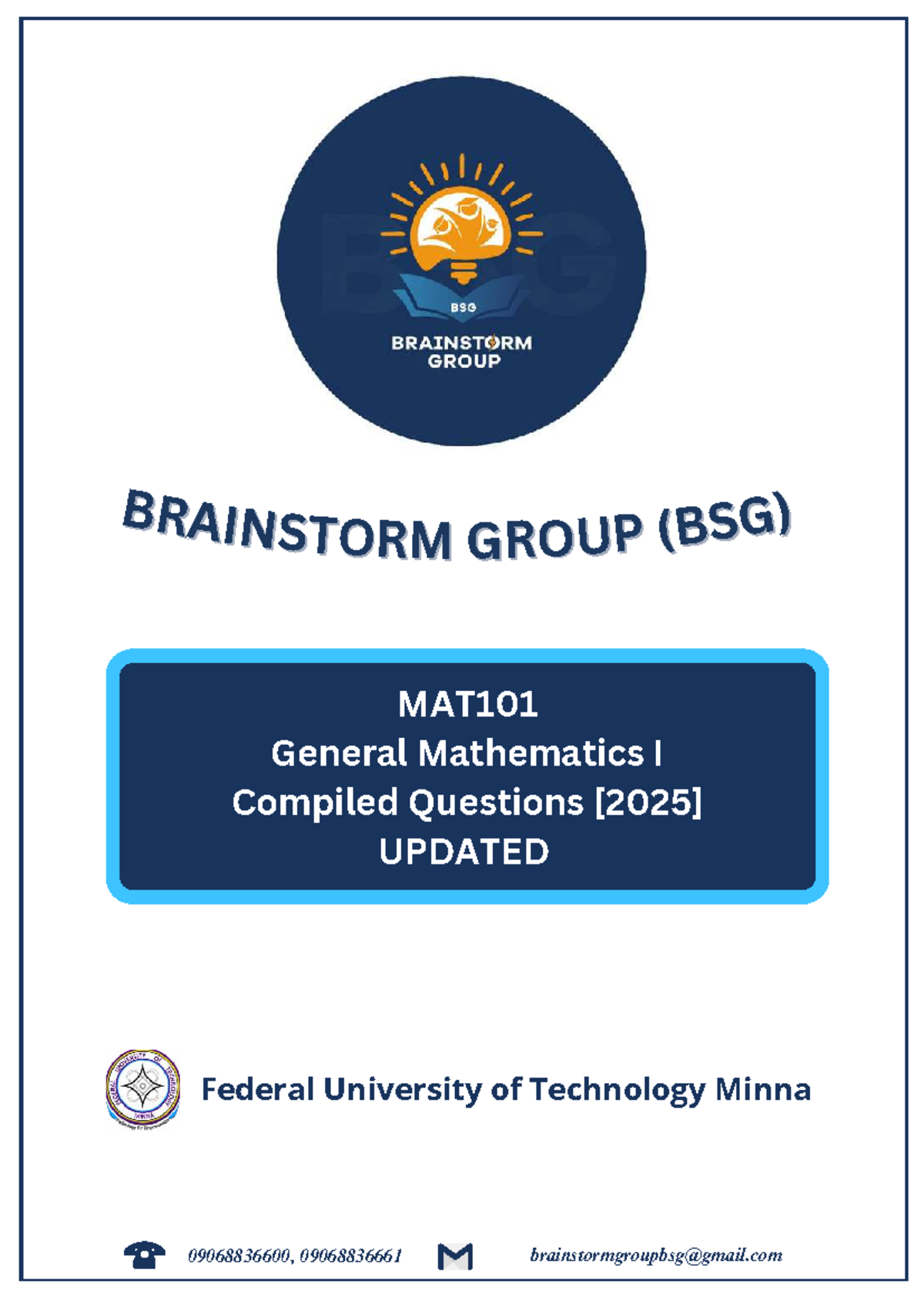 BSG MAT101 General Mathematics I Compiled Practice Questions - Studocu