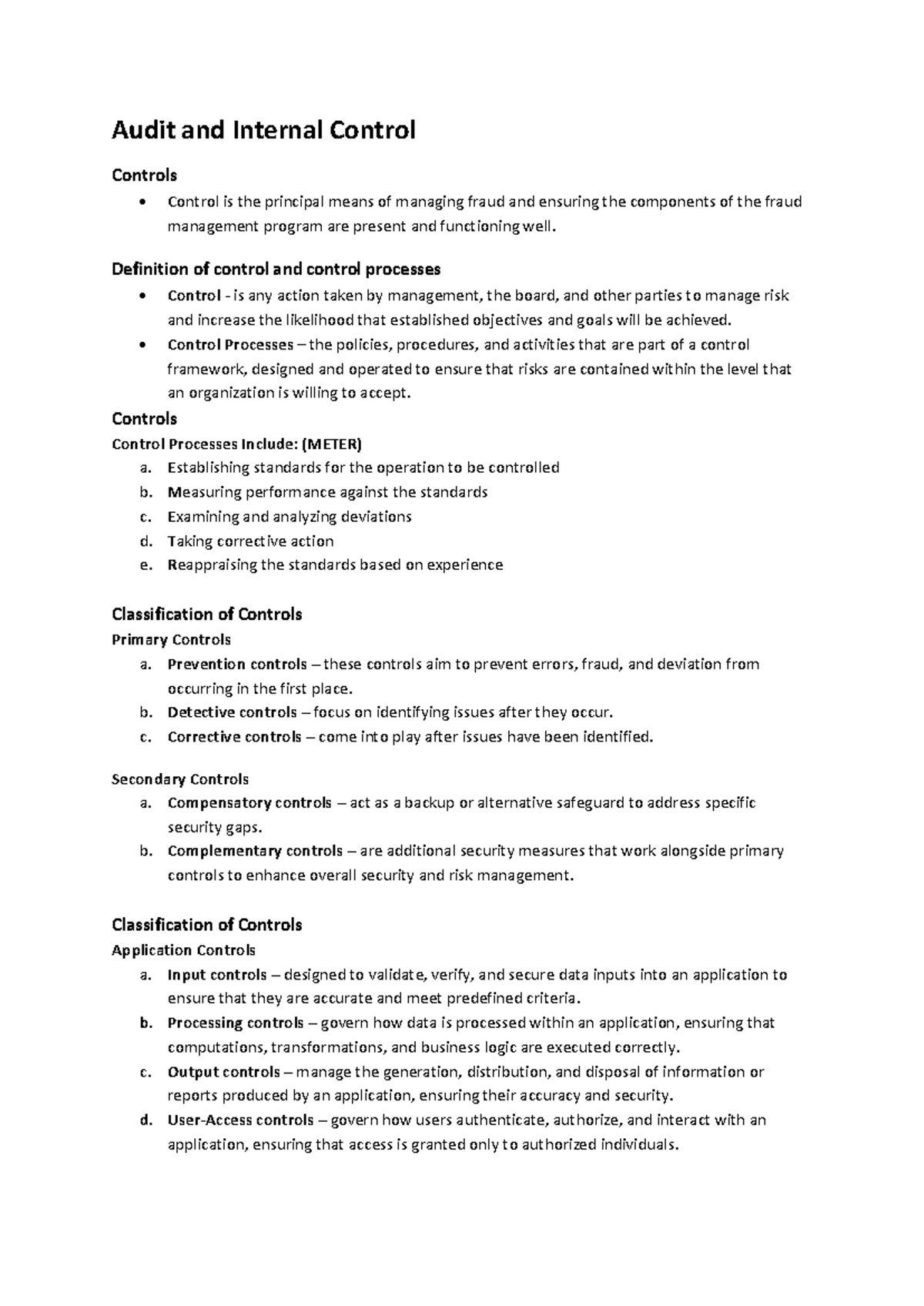 AIS 2 - Audit and Internal Control Concepts and Frameworks Review - Studocu