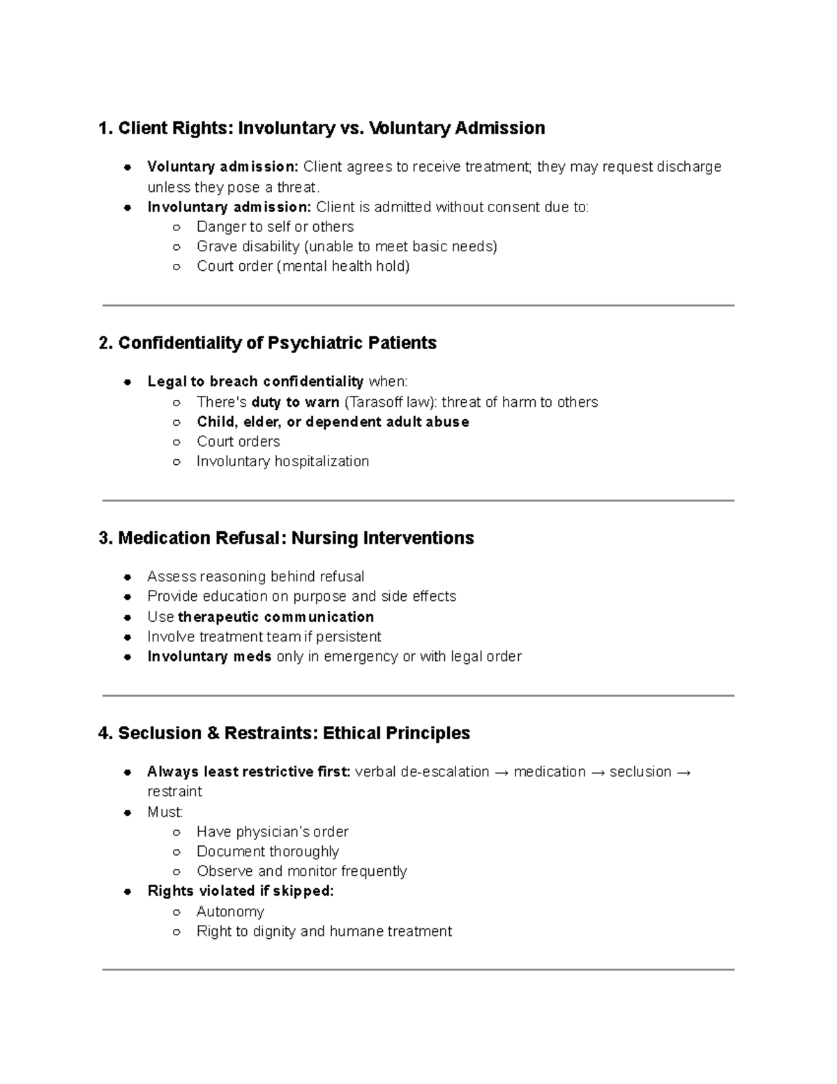 Nursing Study Guide 2025: Client Rights, Trauma, and Anxiety Disorders ...