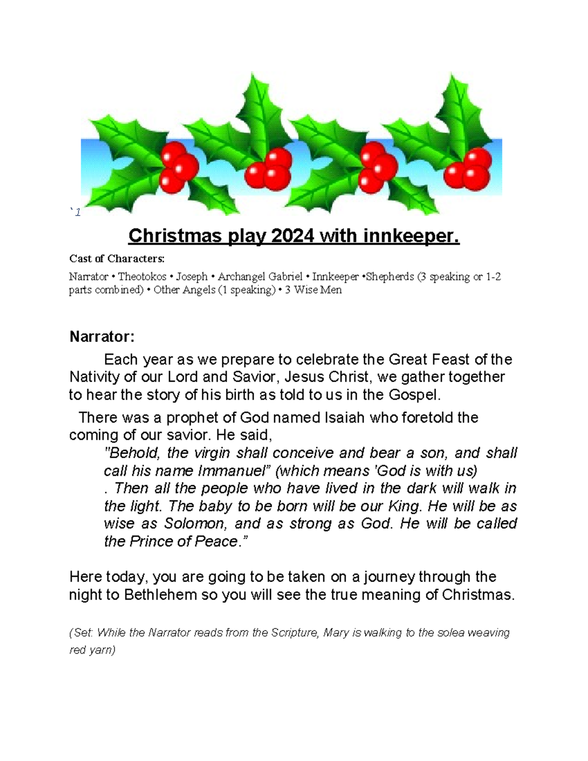 Christmas Play 2024: The Nativity Story at Jesus Church of Nav - Studocu