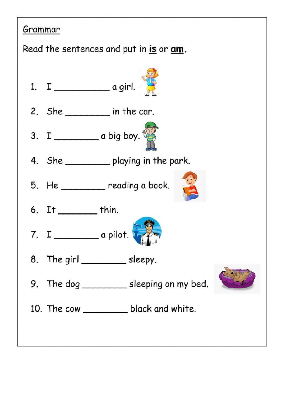 WS - PRIMARY ENGLISH: Is or Am Exercise - Studocu