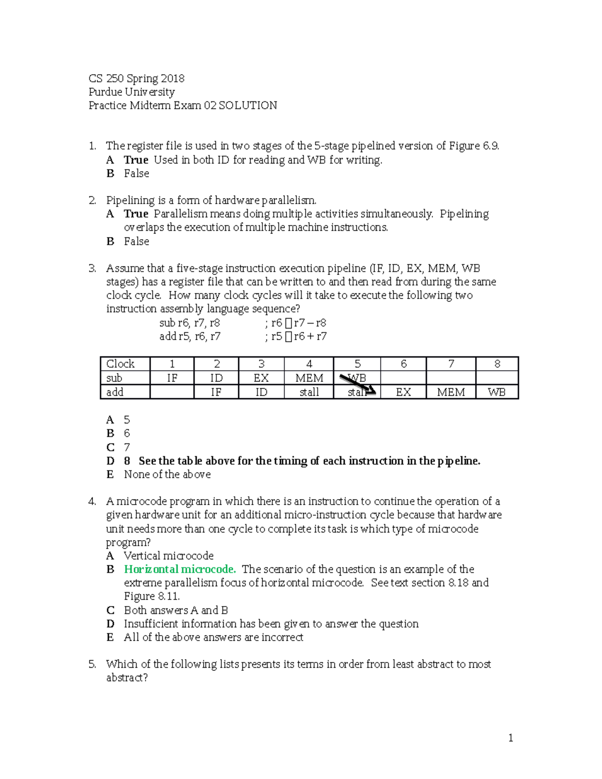 CS 250 Spring 2018 Practice Midterm Exam 02 Solutions Note - Studocu