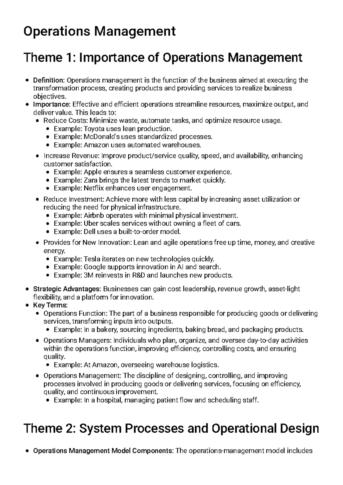 Overview of Operations Management: Study Guide for OM101 - Studocu