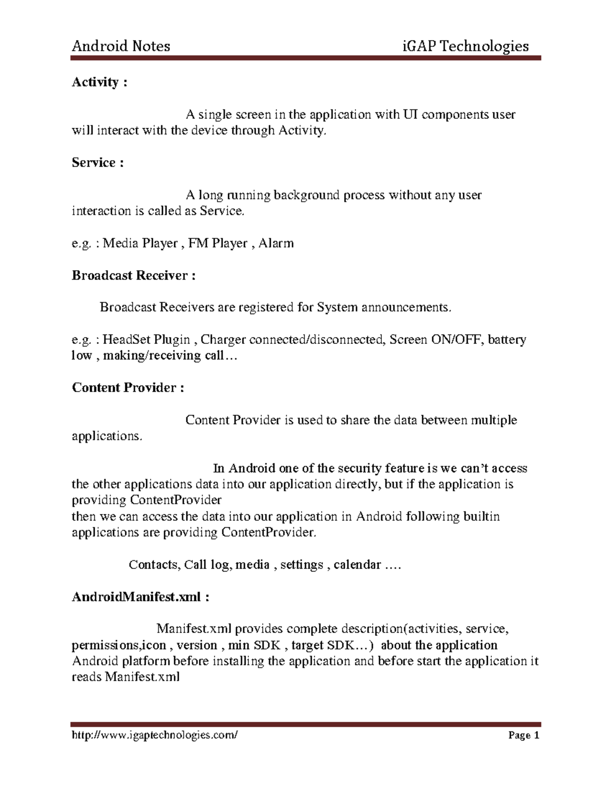 Android Development Notes: UI Components, Activities, and Services ...
