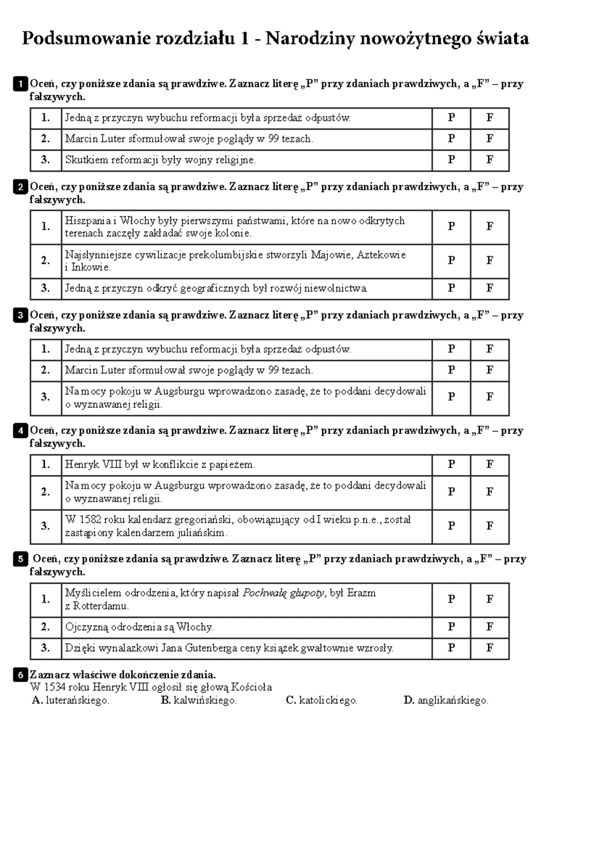 Sprawdzian Z Historii Kl 6 Dział 5 www.studocu.com