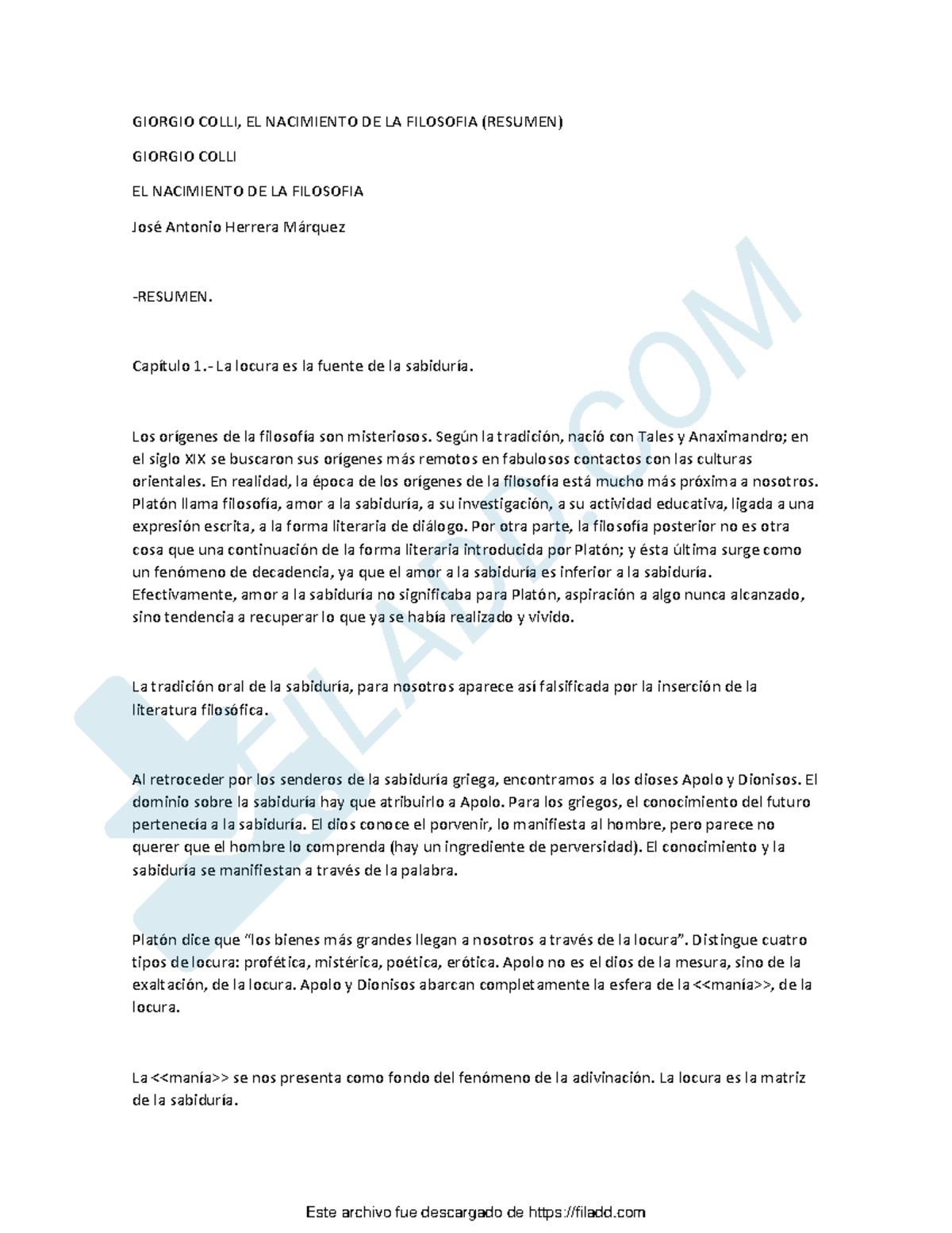 Resumen del Capítulo "La Locura como Fuente de Sabiduría" - GIORGIO
