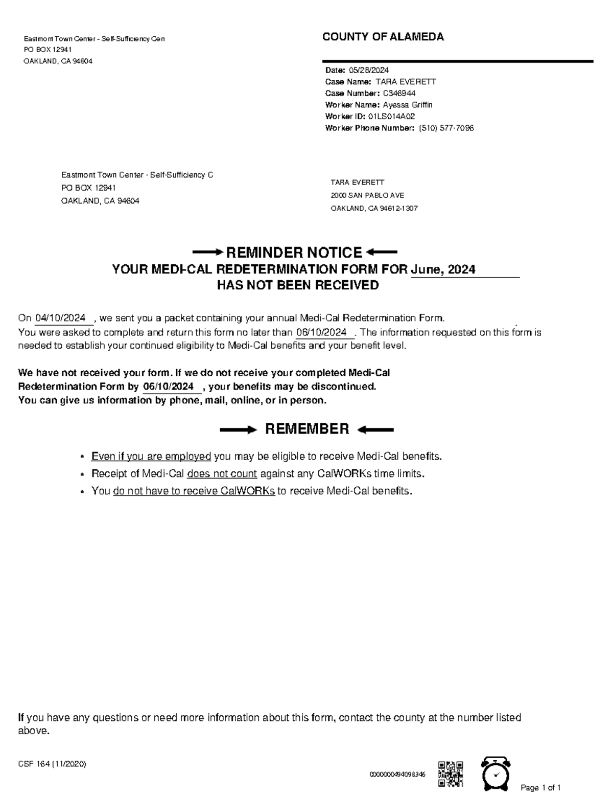 CSF 164 Medi-Cal Redetermination Reminder Notice – June 2024 - Studocu