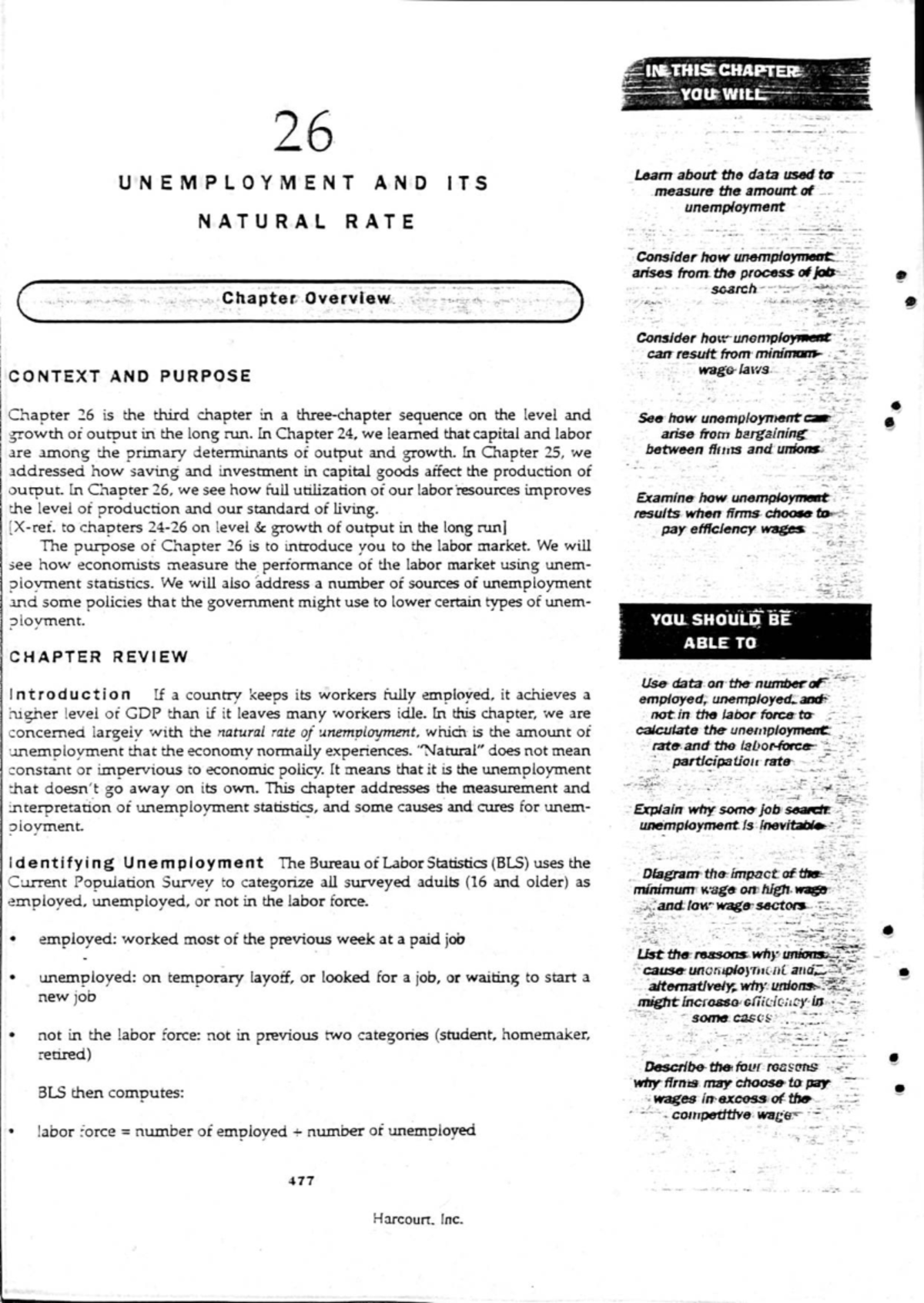 EINTHS CHAPTER 26: UNEMPLOYMENT AND ITS NATURAL RATE - Studocu