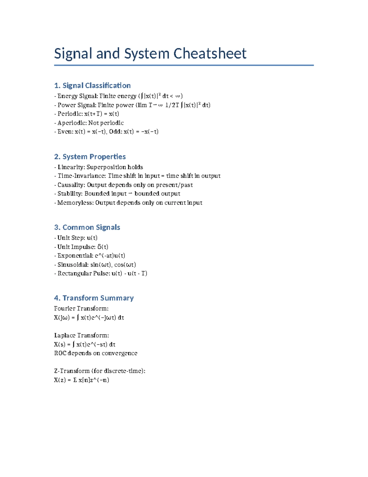Signal and System Final Exam Solutions (UTM Format) - Studocu
