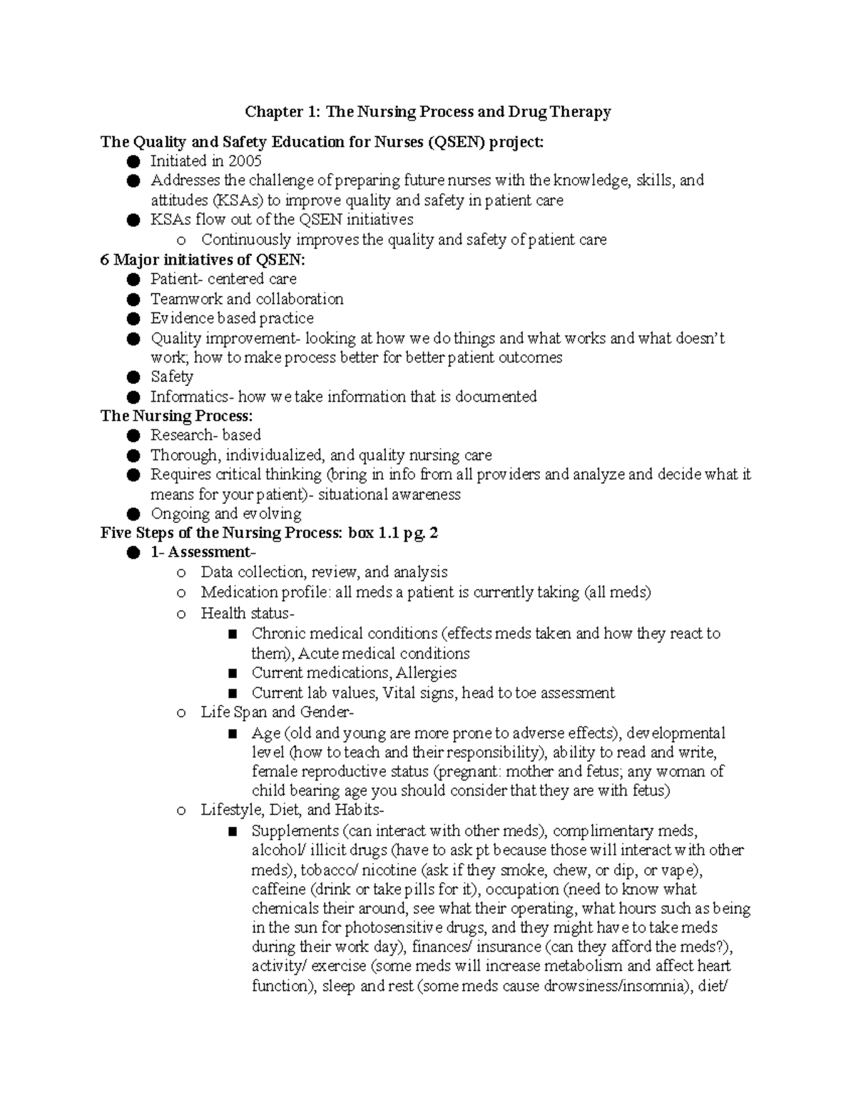 Exam 1 309 updated 8 26 19 - Chapter 1: The Nursing Process and Drug ...