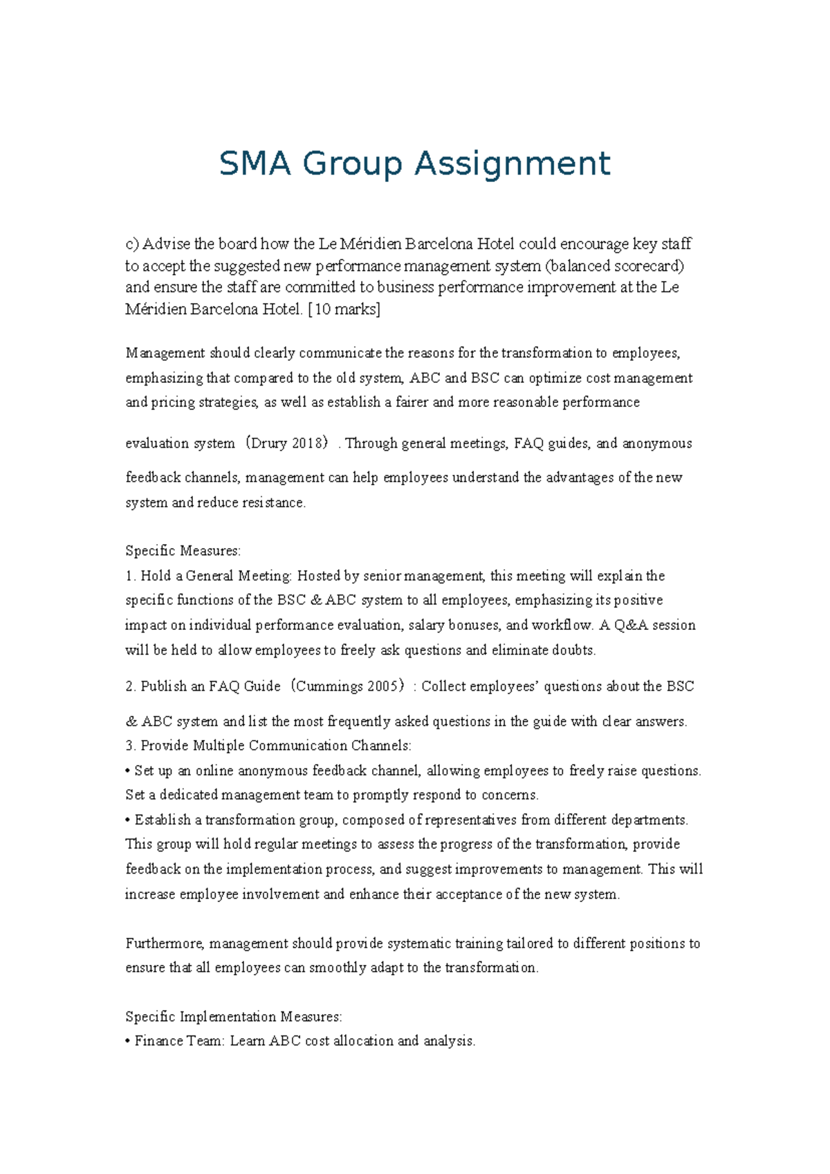 SMA Group Assignment - CASE STUDY: MARRIOTT INTERNATIONAL, INC - SMA ...