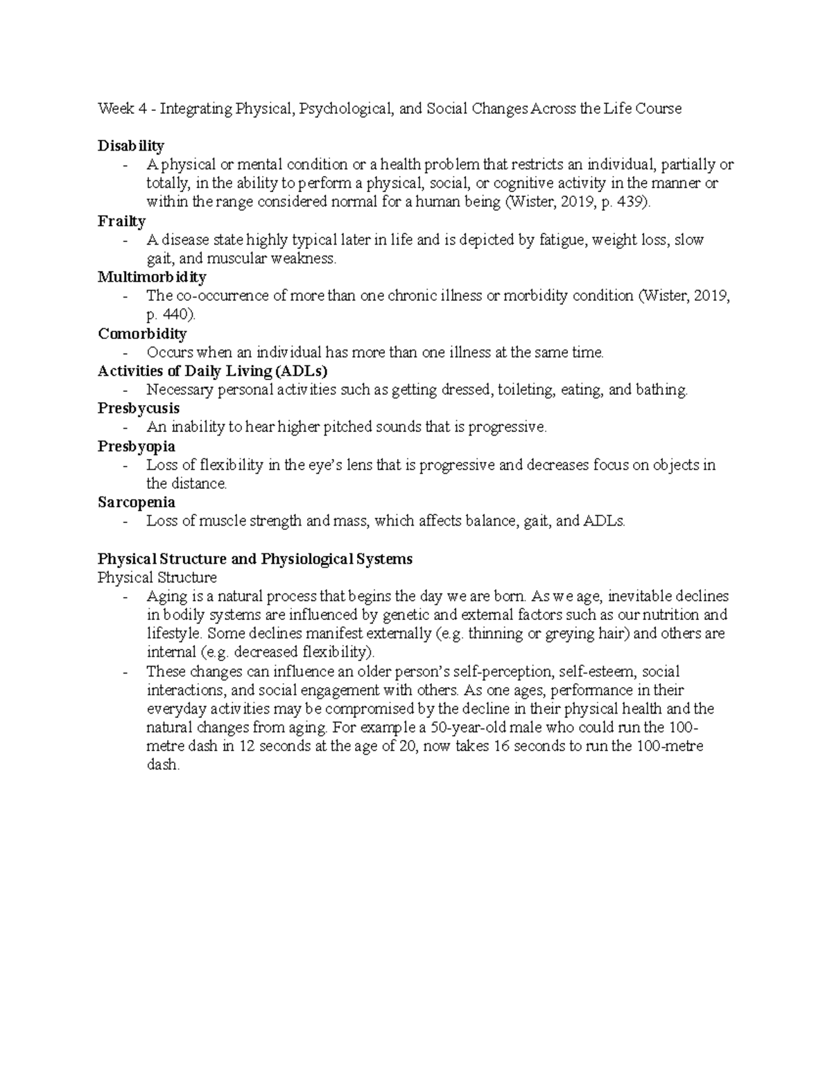 Week 4 - Chapter 3 - Lecture Notes on Aging & Health Factors - Studocu