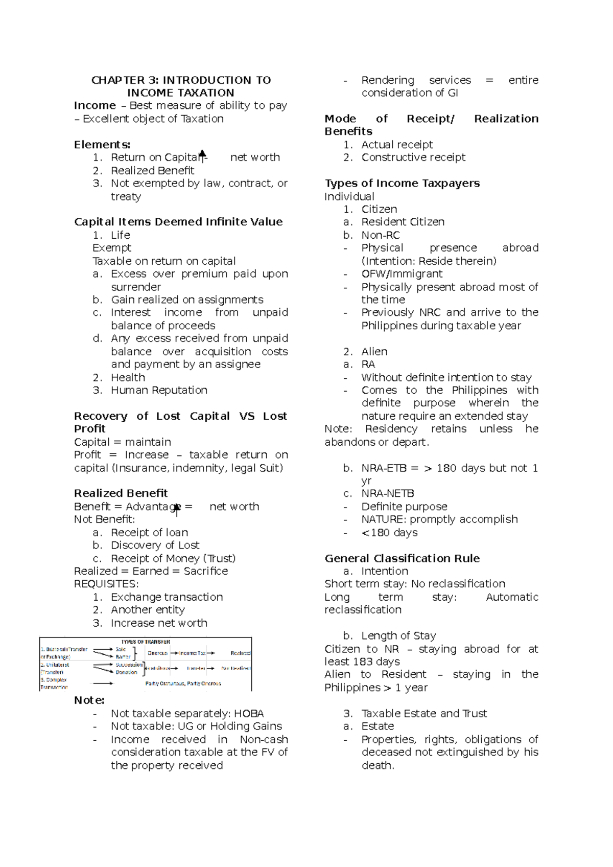 Chapter 3 - Overview of Income Taxation Concepts and Principles - Studocu