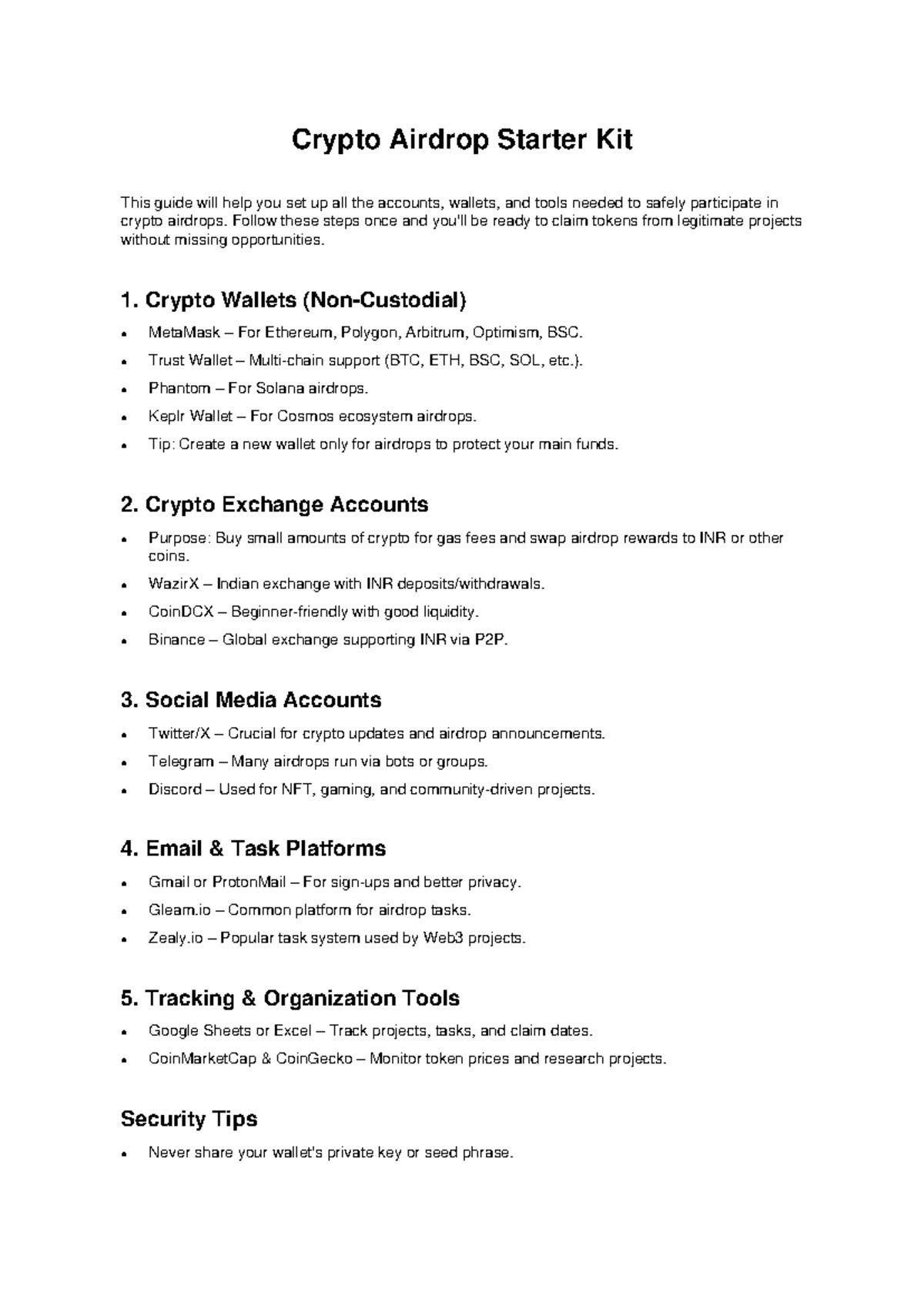 Crypto Airdrop Starter Kit: Essential Tools & Tips for Success - Studocu