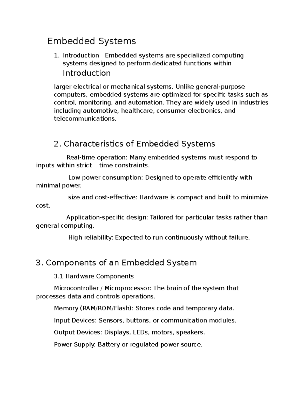 Embedded Systems 1: Introduction to Specialized Computing Systems - Studocu